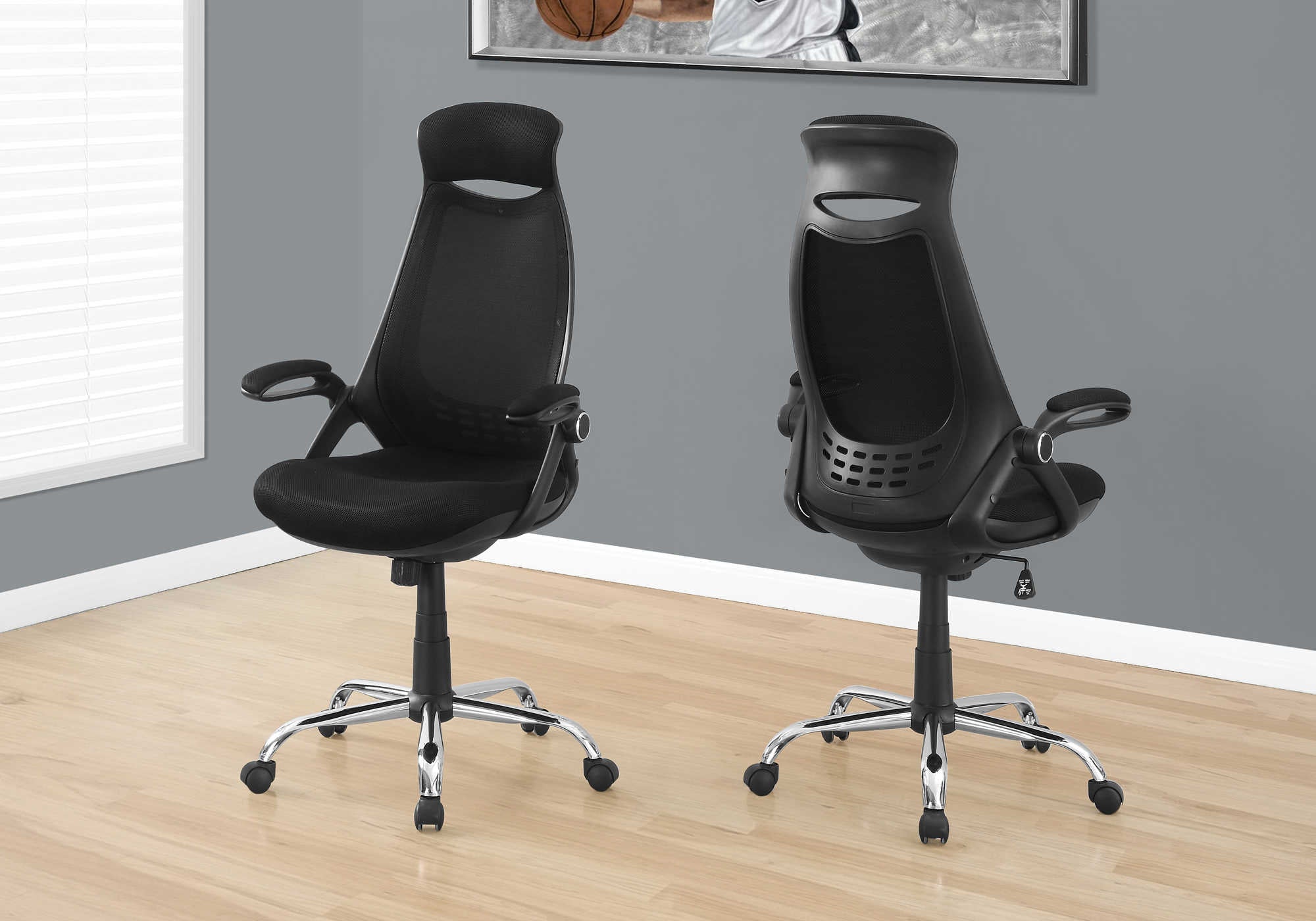 OFFICE CHAIR - BLACK MESH / CHROME HIGH-BACK EXECUTIVE # I 7268