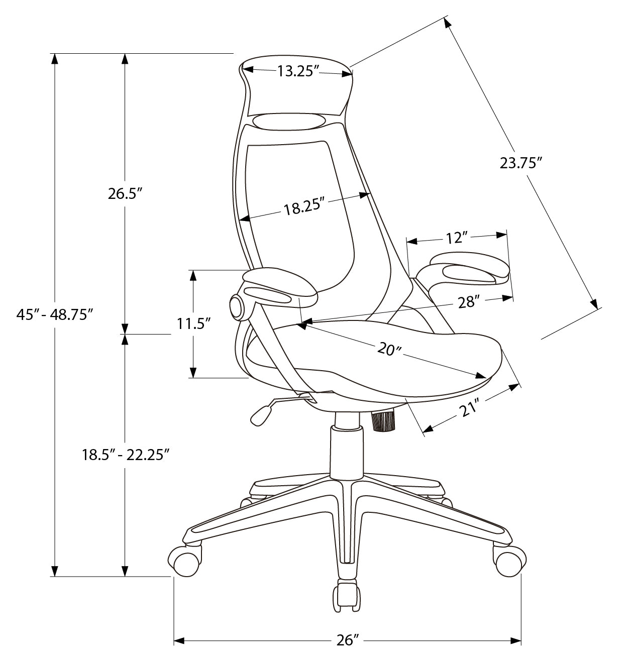 OFFICE CHAIR - BLACK LEATHER-LOOK / MULTI POSITION # I 7276