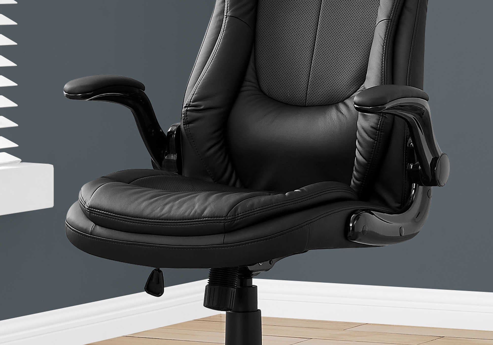 CHAISE DE BUREAU - SIMILI-CUIR NOIR / DOSSIER HAUT EXECUTIVE # I 7277