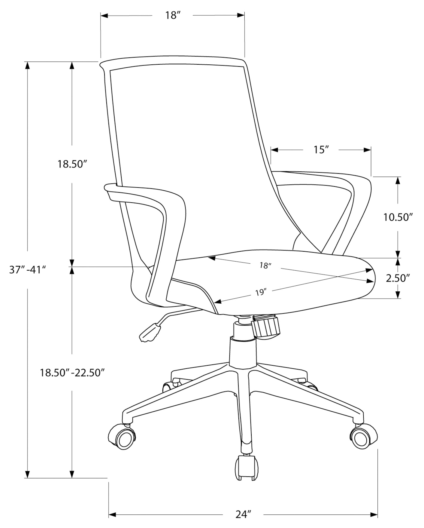 OFFICE CHAIR - WHITE / GREY MESH / MULTI POSITION # I 7294