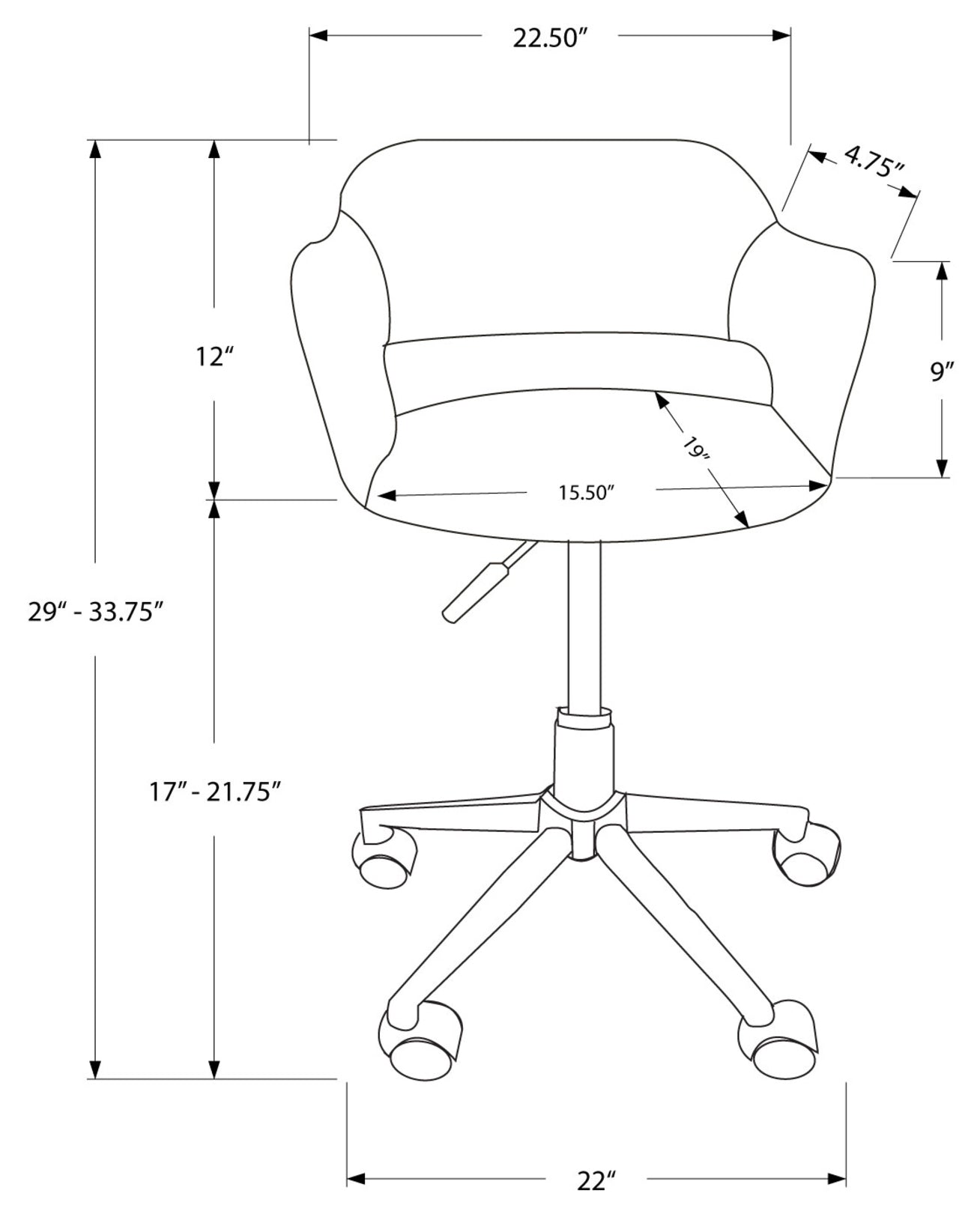 OFFICE CHAIR - BLACK / CHROME METAL HYDRAULIC LIFT BASE # I 7298