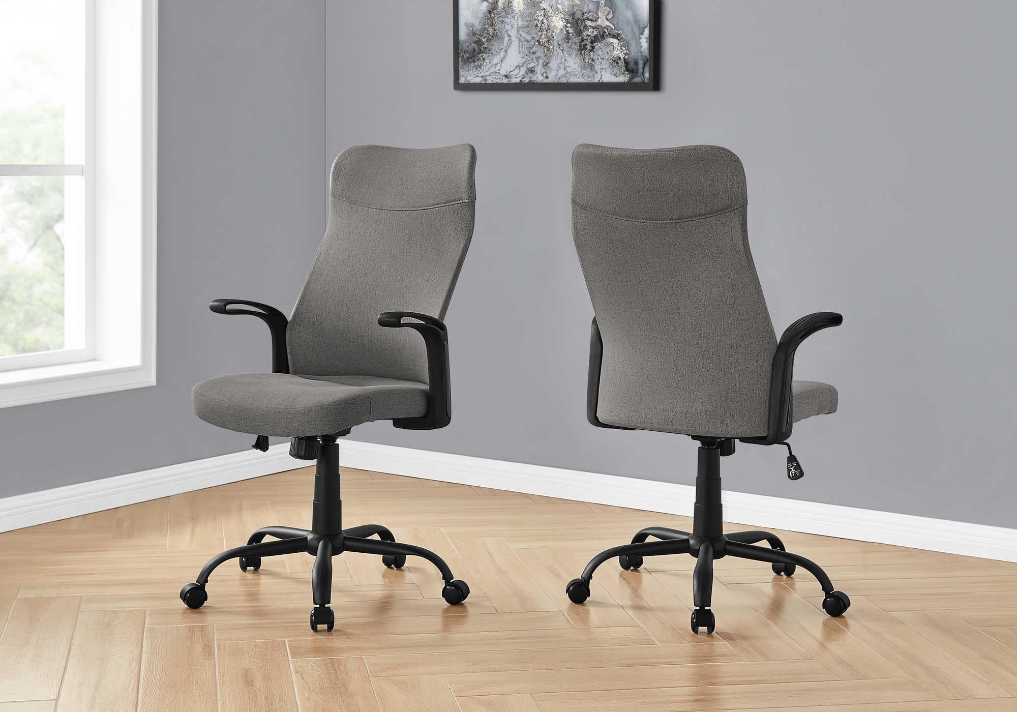 OFFICE CHAIR - BLACK / DARK GREY FABRIC / MULTI POSITION # I 7325