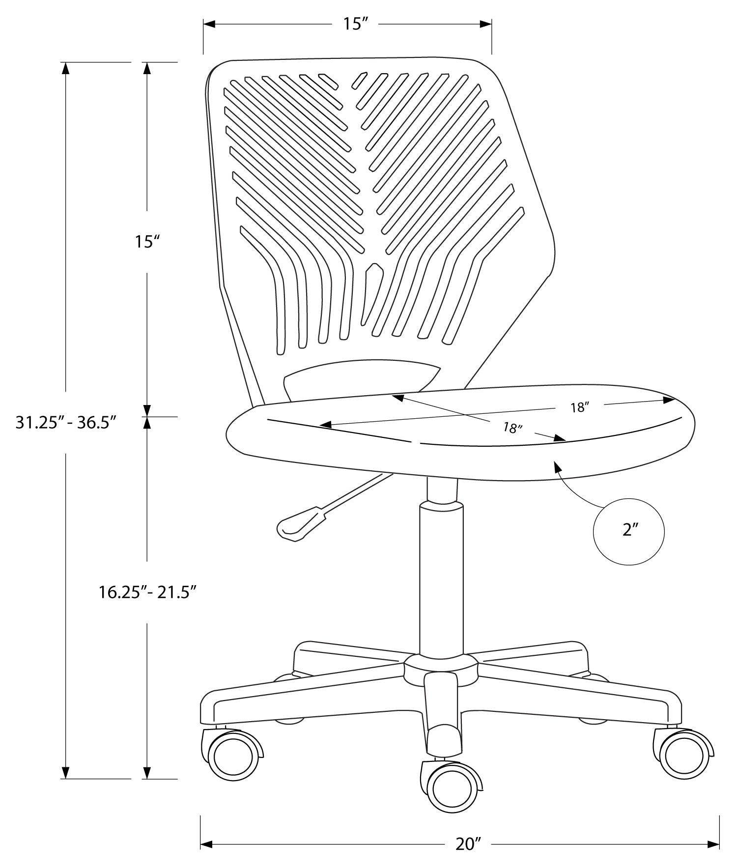 OFFICE CHAIR - WHITE JUVENILE / BLACK BASE ON CASTORS # I 7338