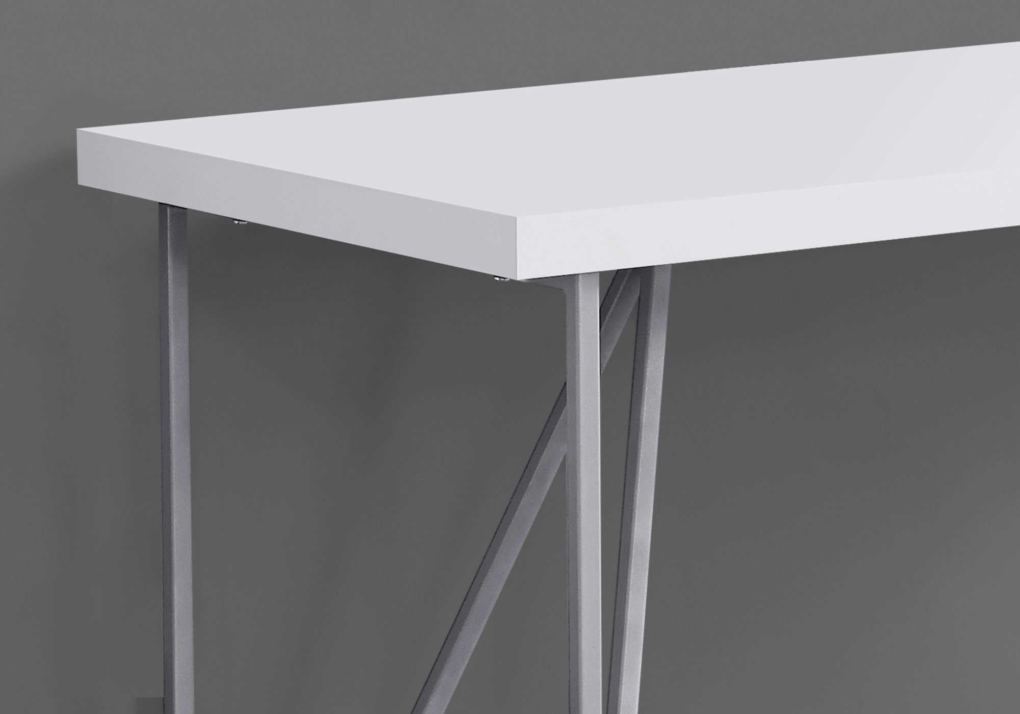 BUREAU D'ORDINATEUR - 48"L / BLANC / MÉTAL ARGENT # I 7376