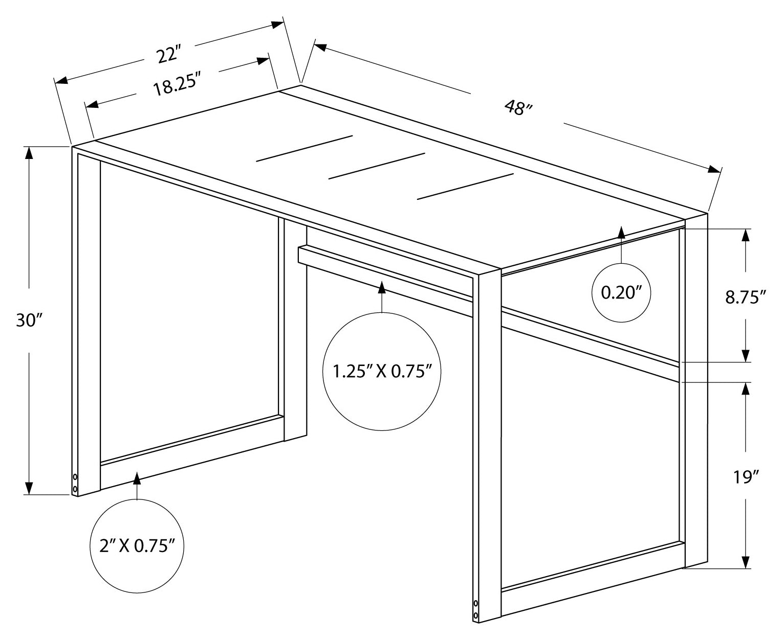 BUREAU D'ORDINATEUR - 48"L / MÉTAL NOIR / VERRE TREMPÉ NOIR # I 7379