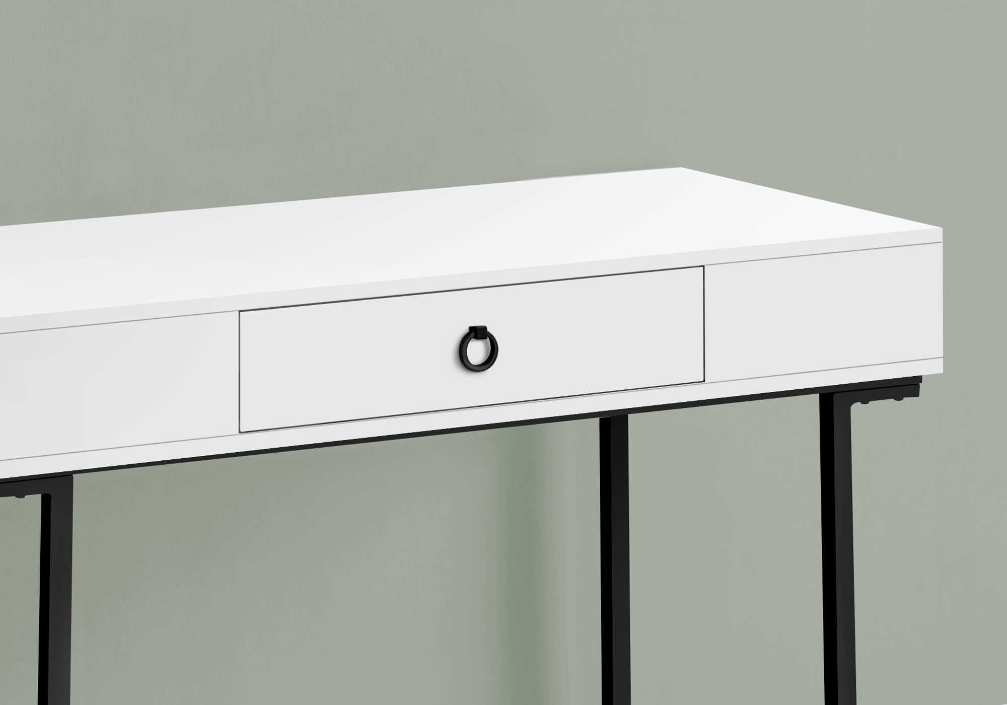 BUREAU D'ORDINATEUR - 42"L / BLANC / MÉTAL NOIR # I 7385