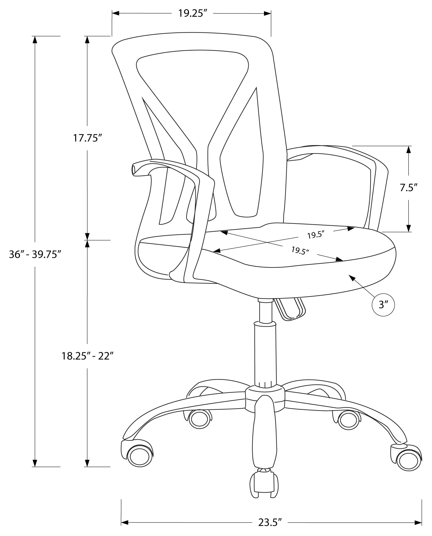 CHAISE DE BUREAU - BASE GRIS / CHROME SUR ROULETTES # I 7461