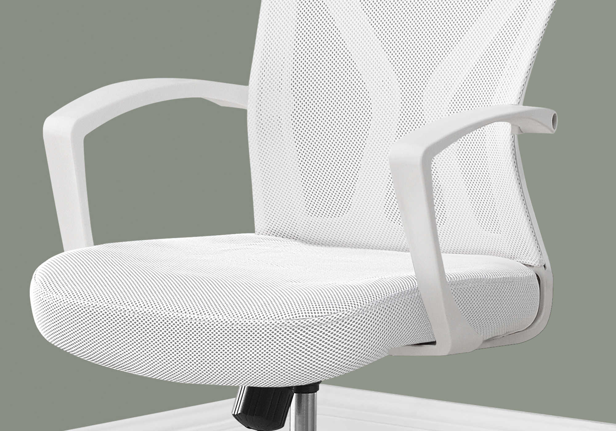 CHAISE DE BUREAU - BASE BLANCHE / CHROME SUR ROULETTES # I 7462