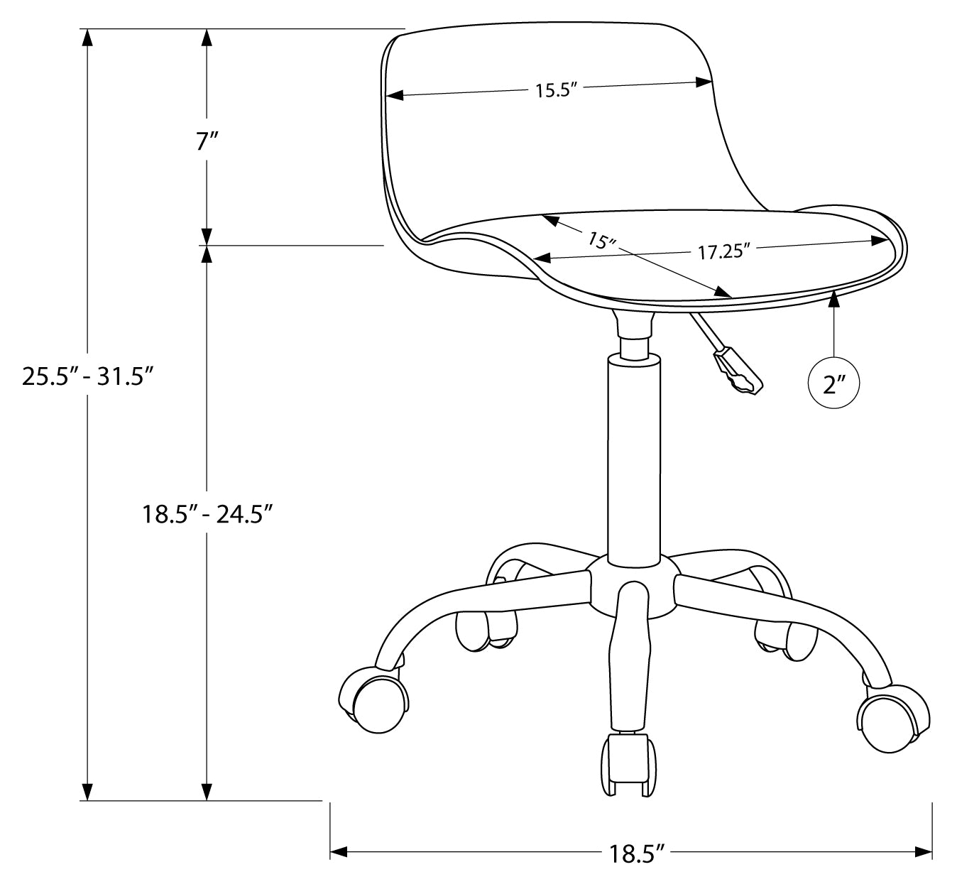 OFFICE CHAIR - WHITE JUVENILE / MULTI-POSITION # I 7463