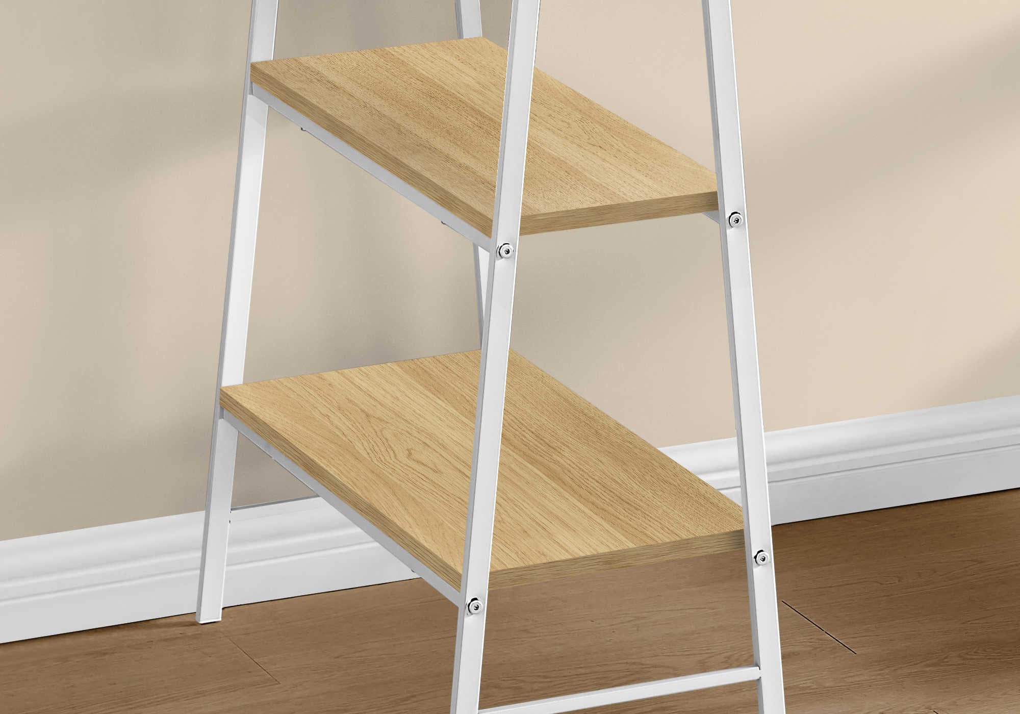 BUREAU D'ORDINATEUR - 48"L / NATUREL / MÉTAL BLANC # I 7529