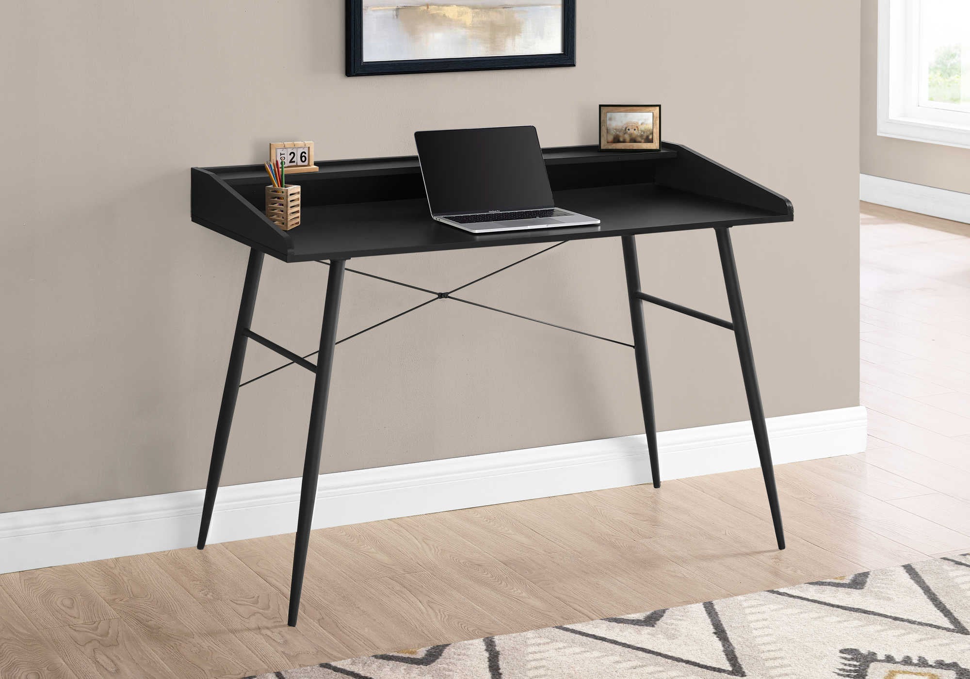 BUREAU D'ORDINATEUR - 48"L / NOIR / MÉTAL NOIR # I 7537