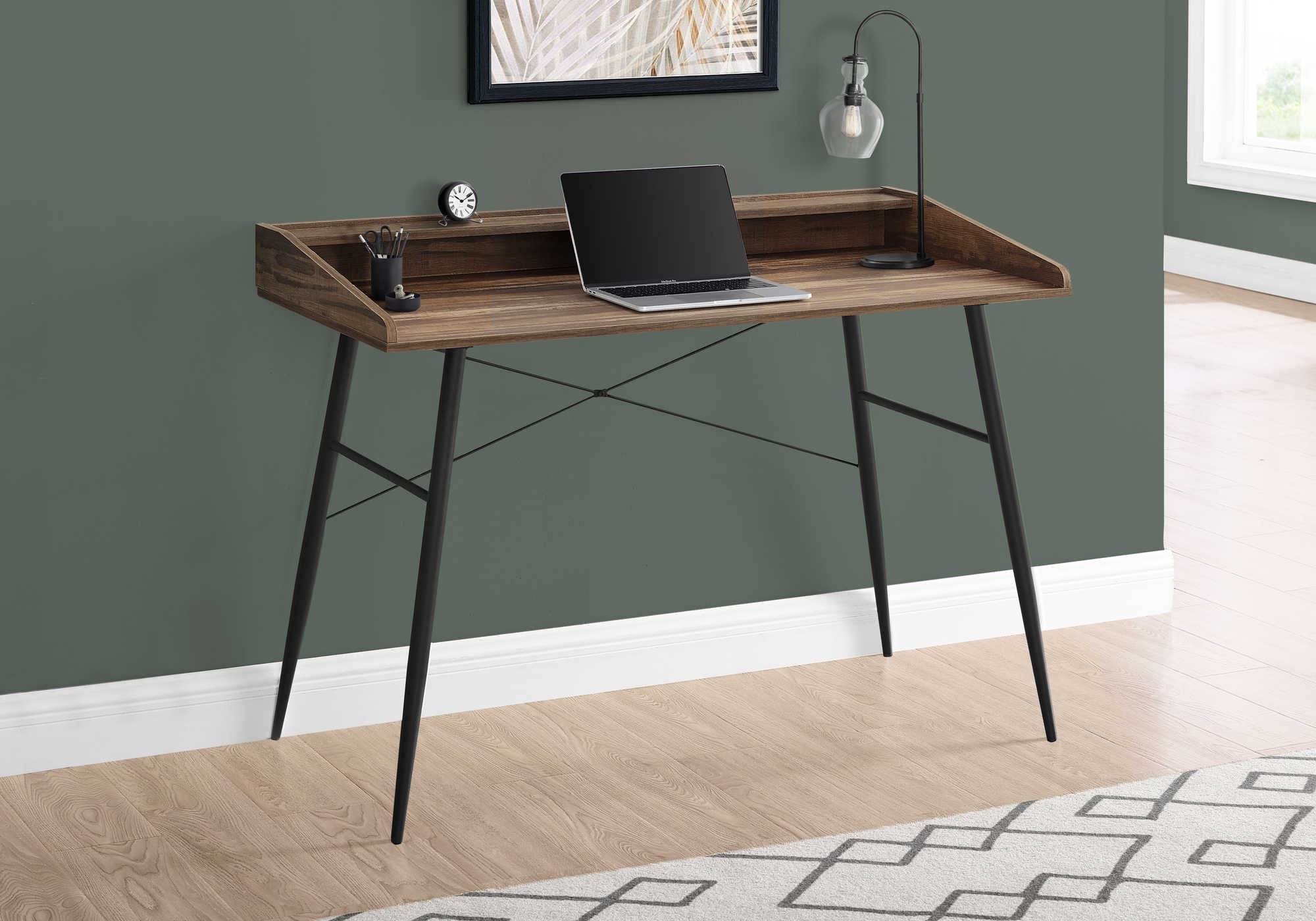 BUREAU D'ORDINATEUR - 48"L / BOIS RÉCUPÉRÉ BRUN / MÉTAL NOIR # I 7538