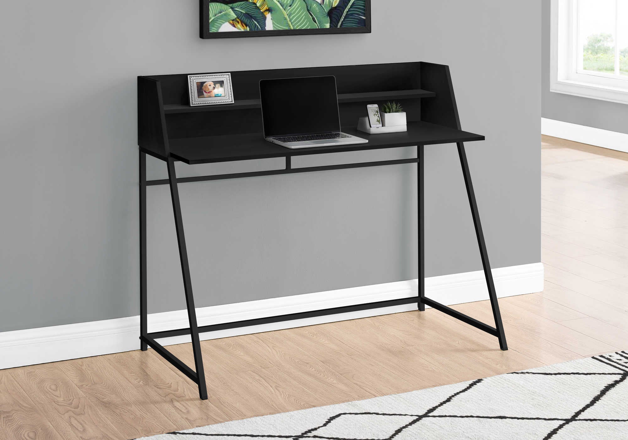 COMPUTER DESK - 48"L / BLACK / BLACK METAL # I 7547