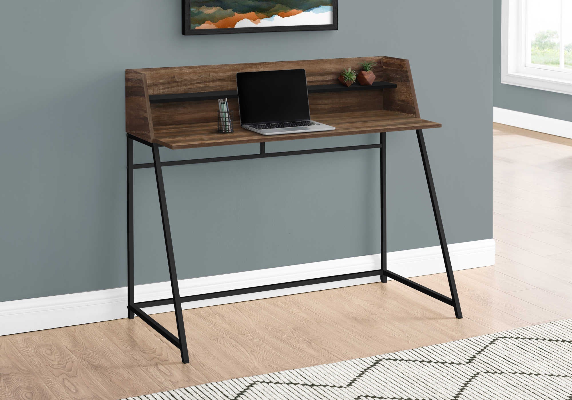 COMPUTER DESK - 48"L / BROWN RECLAIMED WOOD / BLACK METAL # I 7548