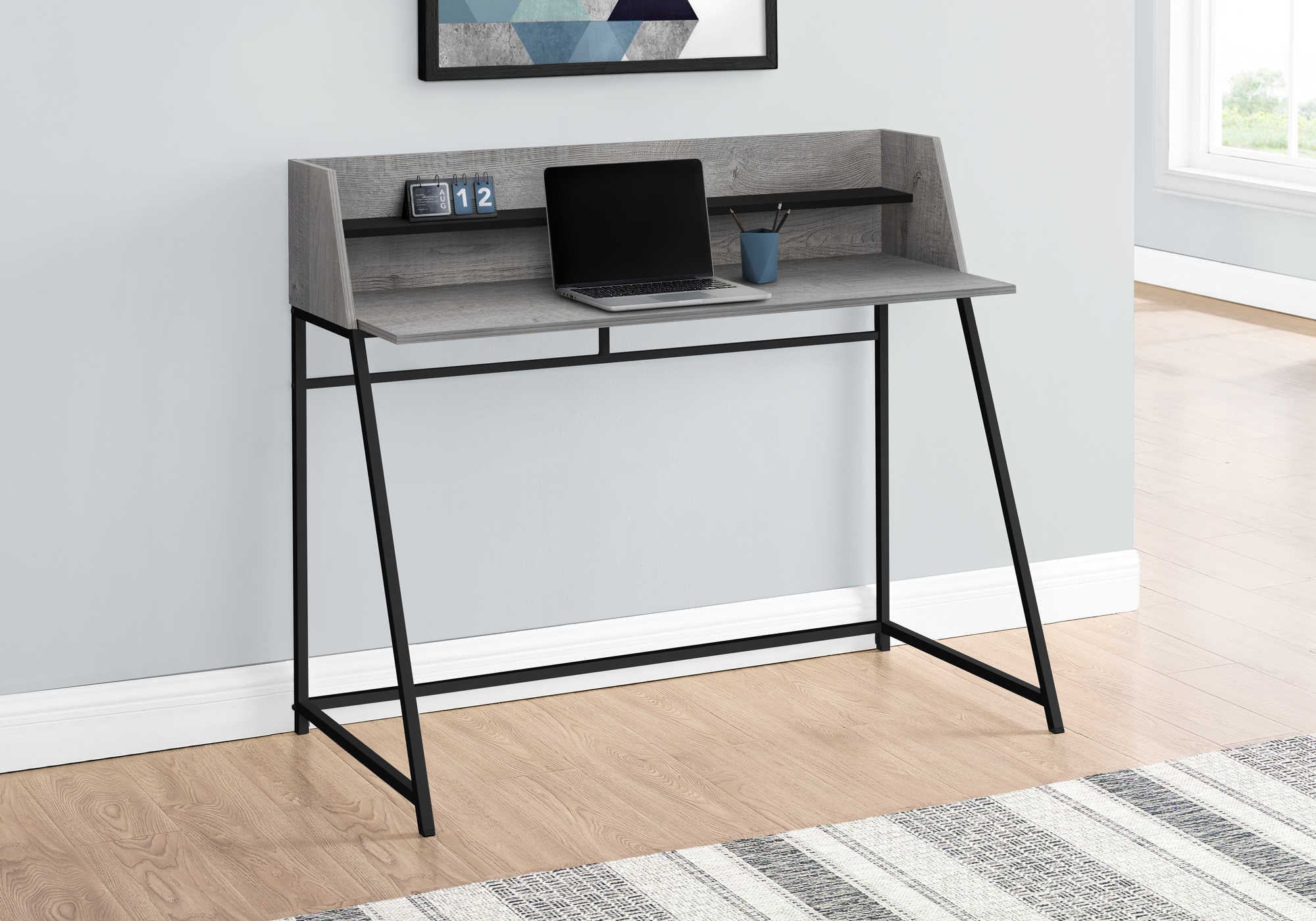 COMPUTER DESK - 48"L / GREY / BLACK METAL # I 7551