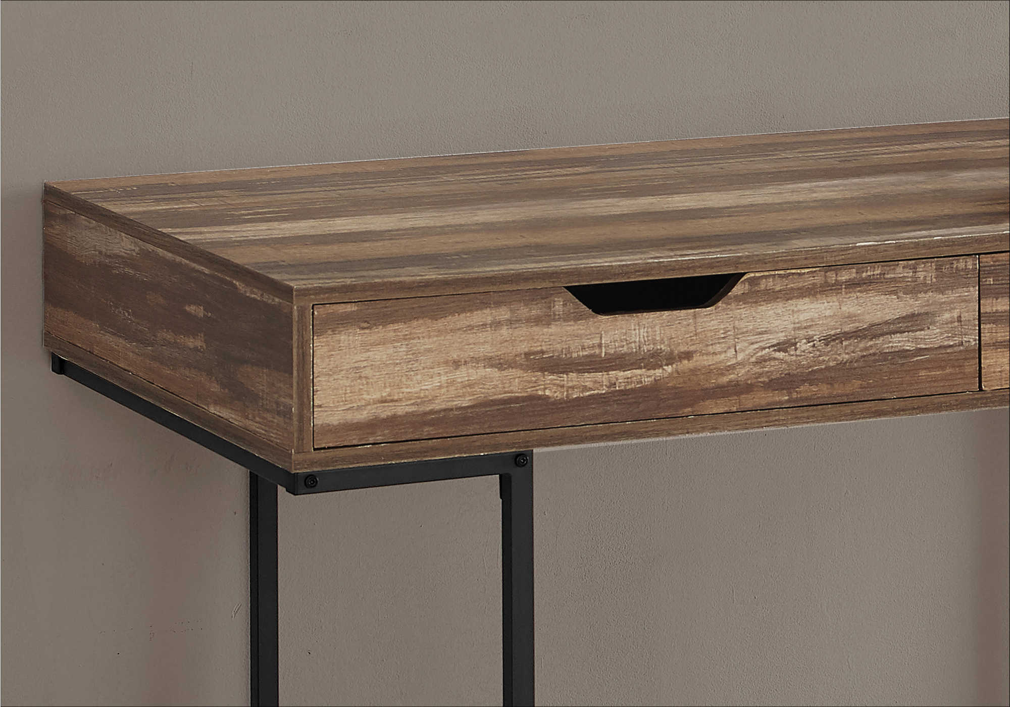 BUREAU D'ORDINATEUR - 48"L / BOIS RÉCUPÉRÉ BRUN / MÉTAL NOIR # I 7557