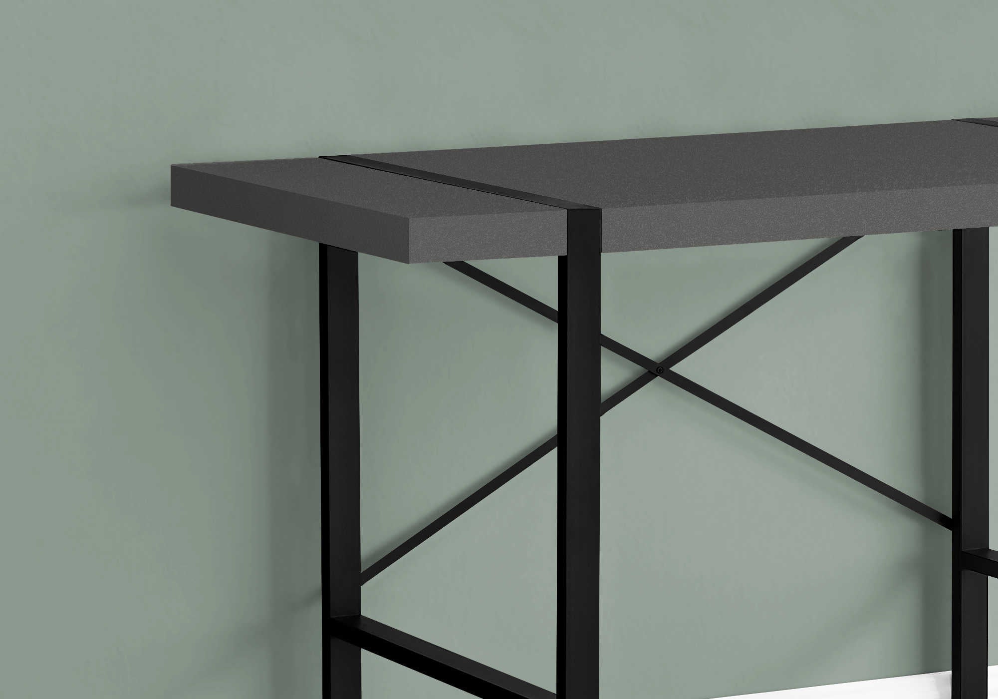 BUREAU D'ORDINATEUR - 48"L / GRIS MODERNE / MÉTAL NOIR # I 7660