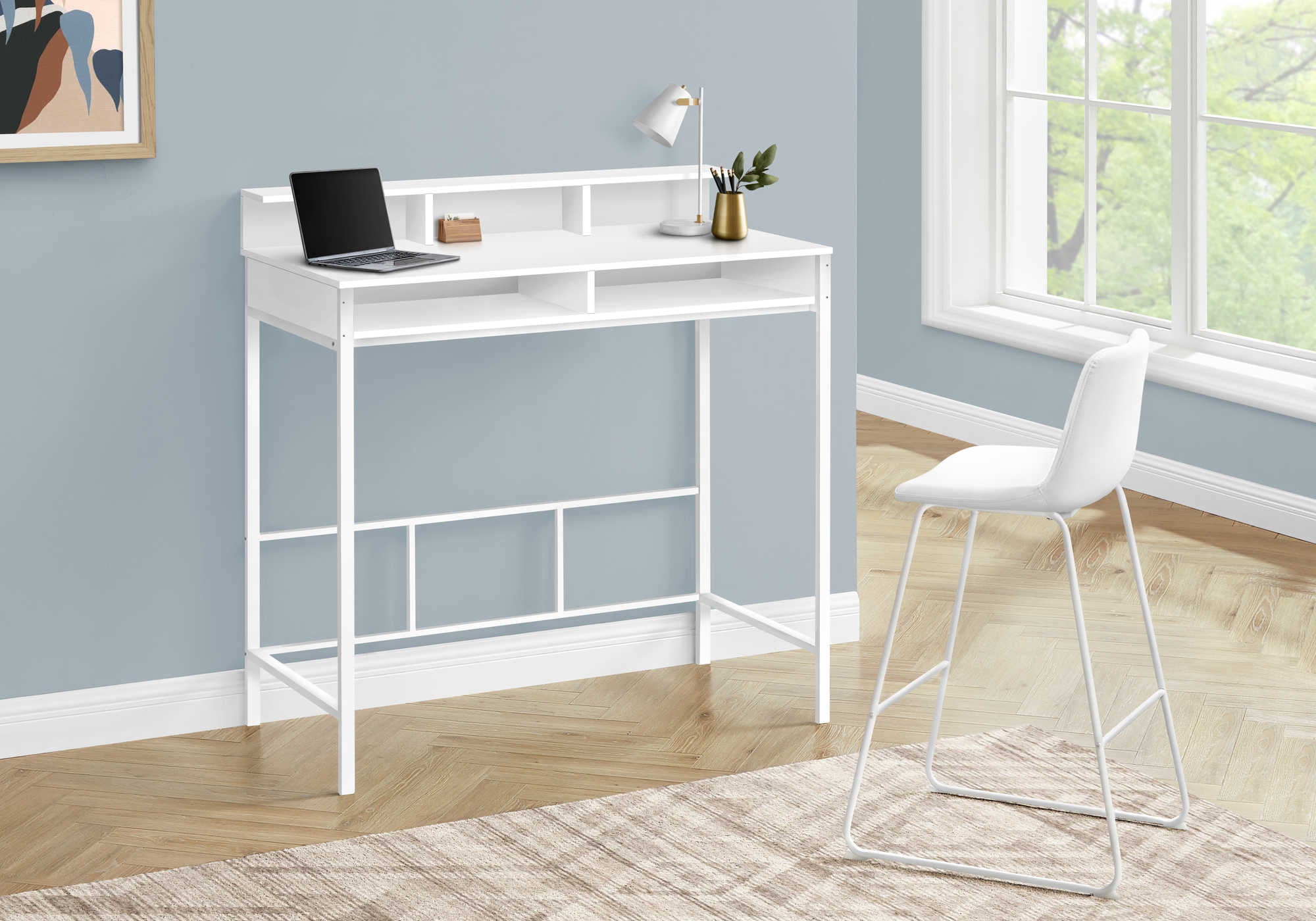 BUREAU D'ORDINATEUR - 48"L / BLANC / HAUTEUR DEBOUT BLANC # I 7701