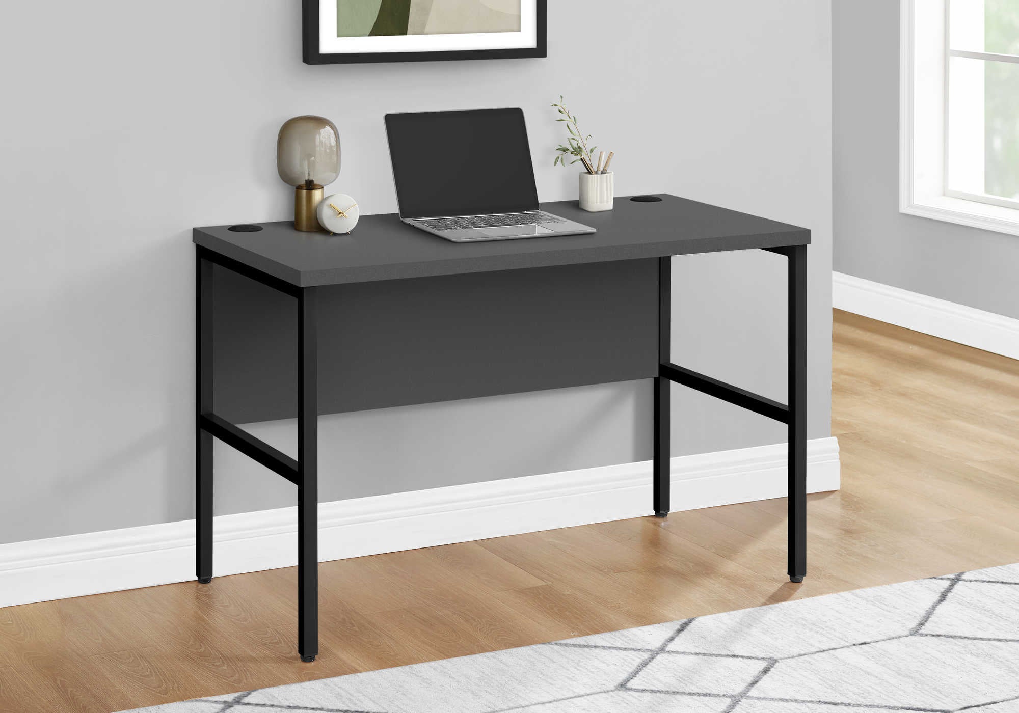 BUREAU D'ORDINATEUR - 48"L GRIS / NOIR QUALITÉ COMMERCIALE # I 7731