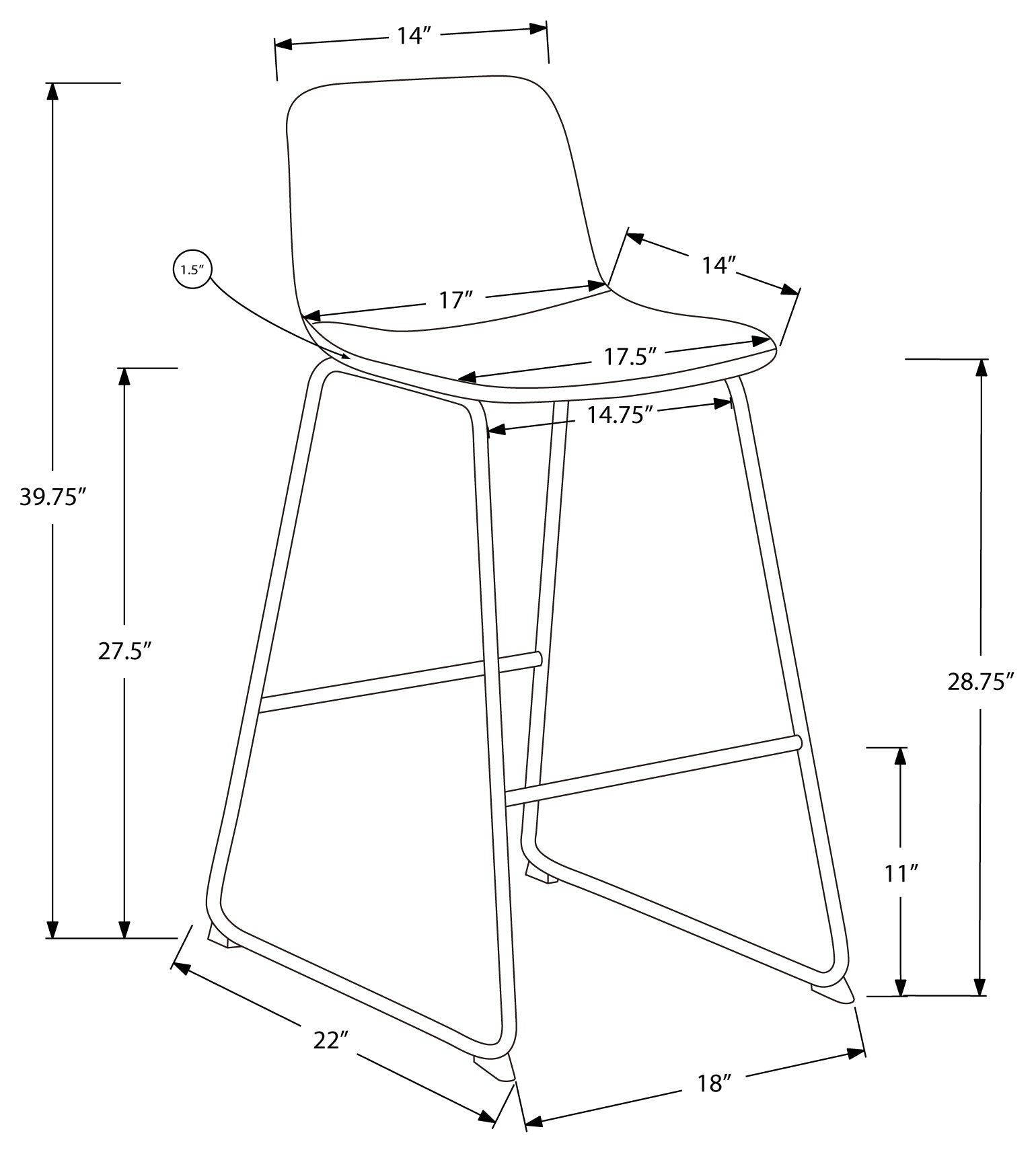 TABOURET DE BAR - 40"H / SIMILI-CUIR BLANC / MÉTAL BLANC # I 7750