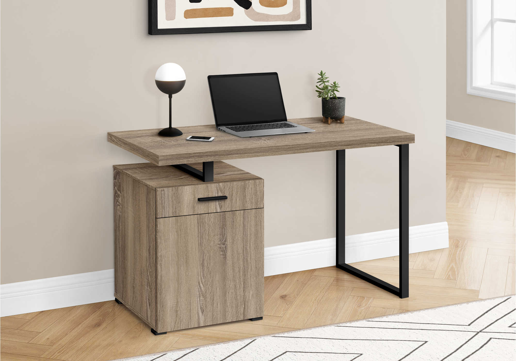 BUREAU D'ORDINATEUR - 48"L / TAUPE FONCÉ ORIENTÉ GAUCHE OU DROITE # I 7764