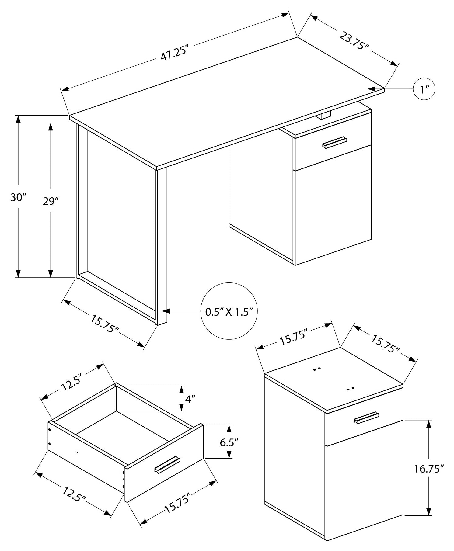 COMPUTER DESK - 48"L / DARK TAUPE LEFT OR RIGHT FACING # I 7764