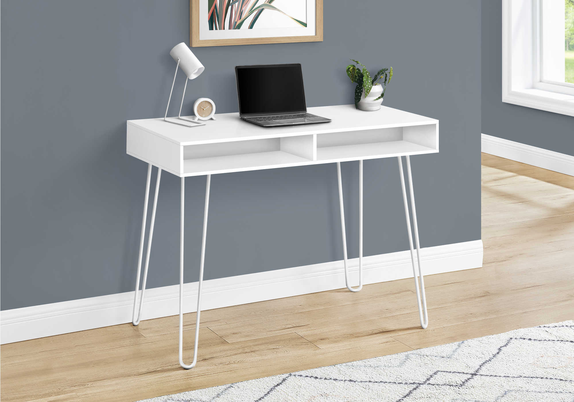 COMPUTER DESK - 40"L / WHITE / WHITE METAL # I 7770