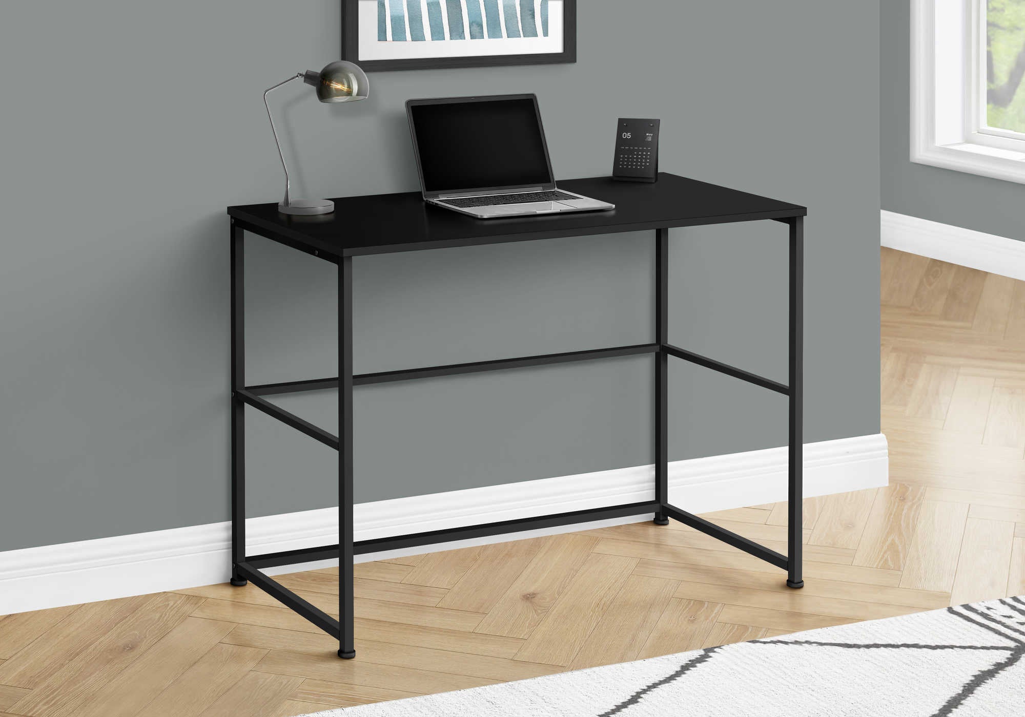 BUREAU D'ORDINATEUR - 40"L / NOIR / MÉTAL NOIR # I 7776