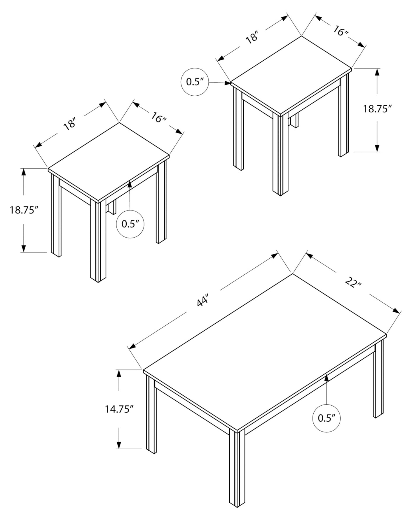 ENSEMBLE DE TABLE - ENSEMBLE DE 3 PIÈCES / ESPRESSO # I 7842P