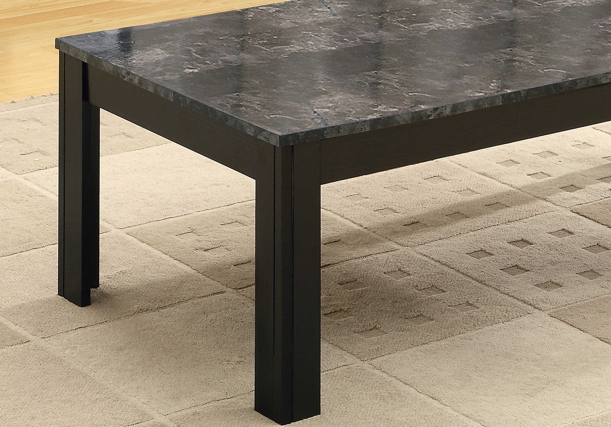 ENSEMBLE DE TABLE - ENSEMBLE DE 3 PIÈCES / PLATEAU ASPECT MARBRE NOIR / GRIS # I 7843P