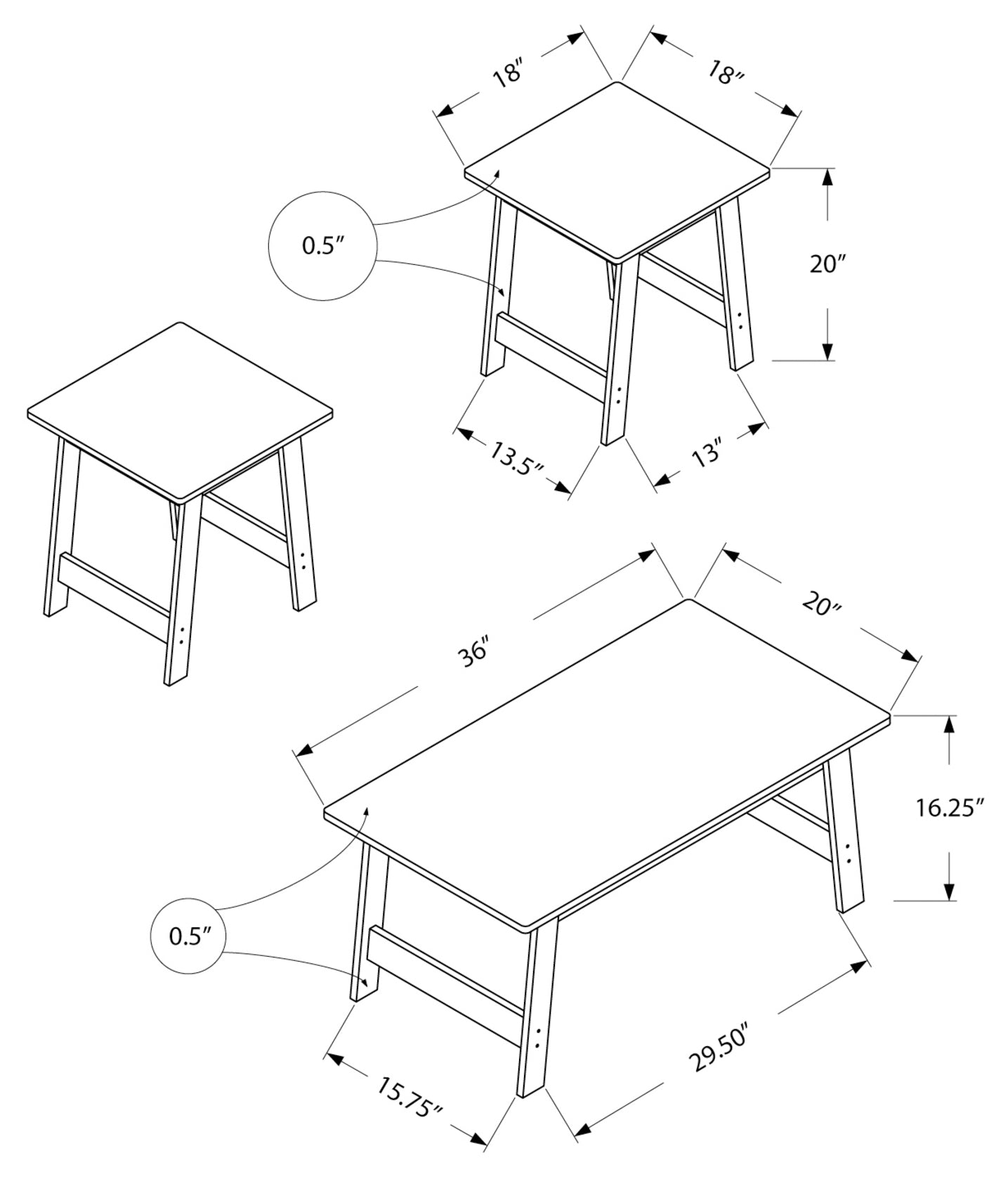 TABLE SET - 3PCS SET / ESPRESSO # I 7930P