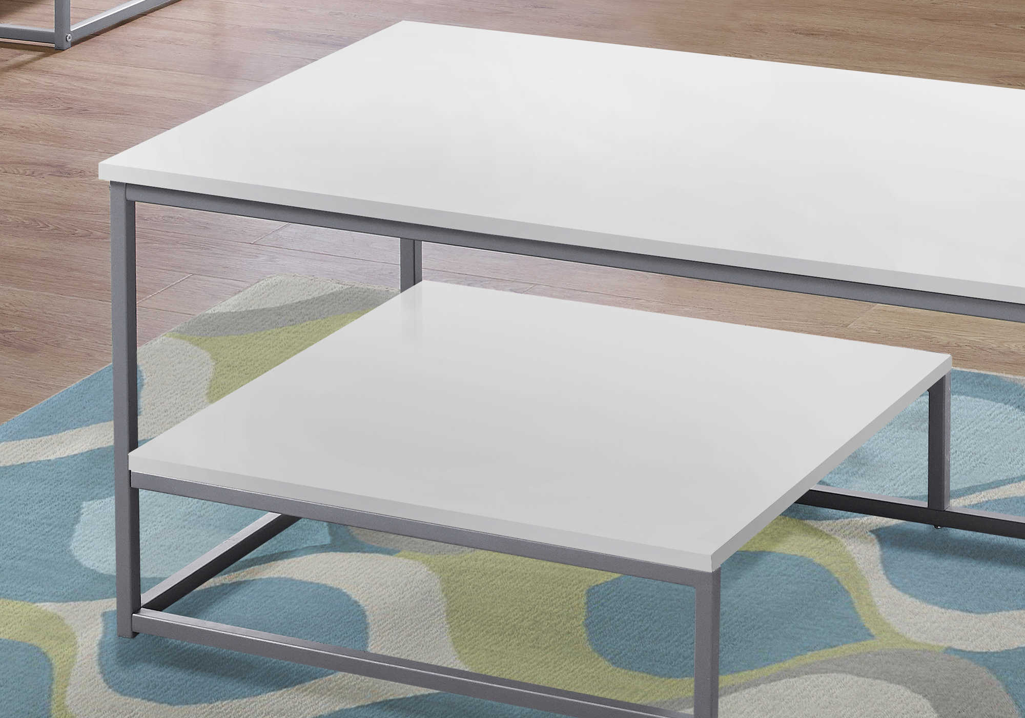 ENSEMBLE DE TABLE - ENSEMBLE DE 3 PIÈCES / BLANC / MÉTAL ARGENT # I 7961P