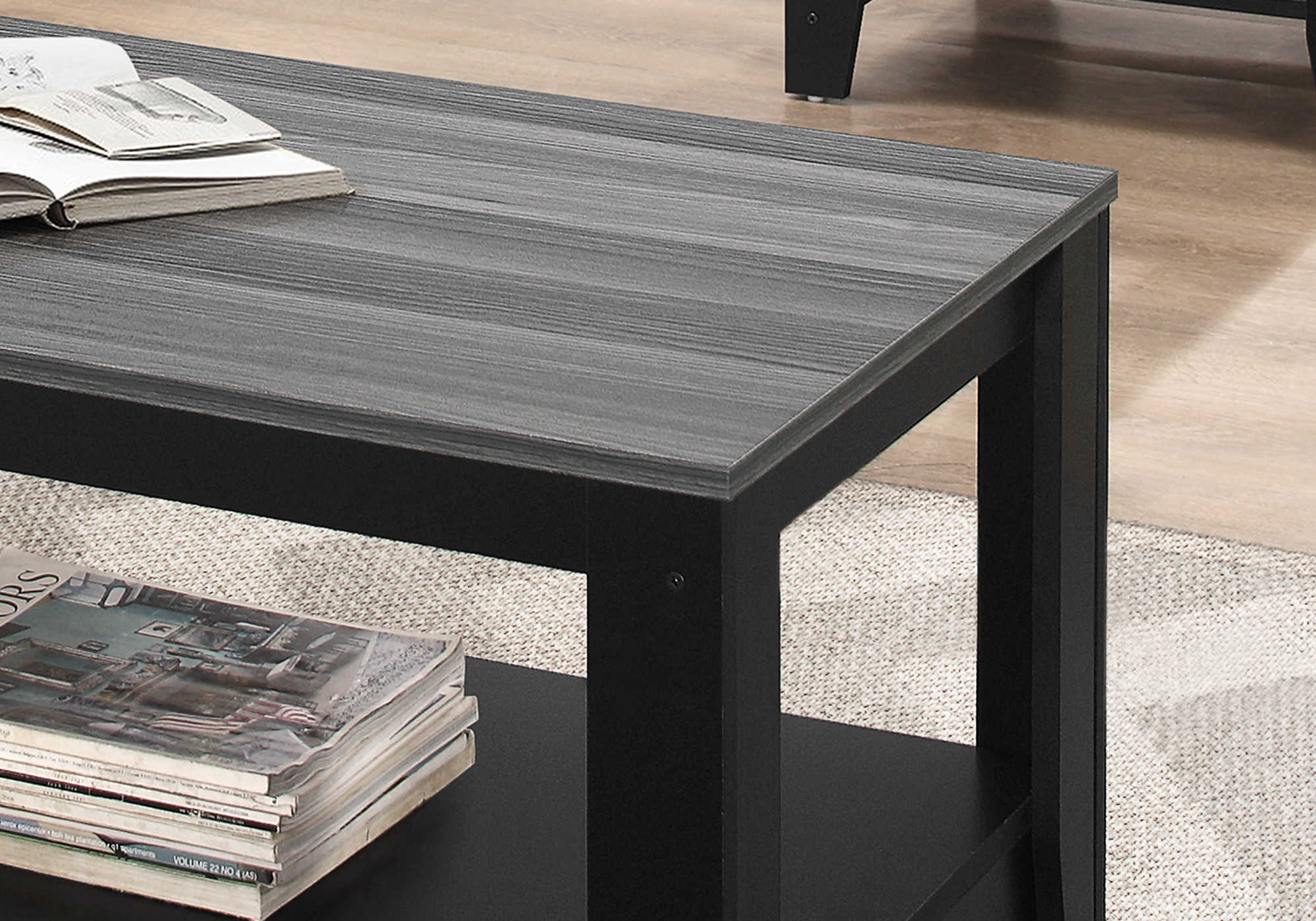 ENSEMBLE DE TABLE - ENSEMBLE DE 3 PIÈCES / NOIR / PLATEAU GRIS # I 7992P