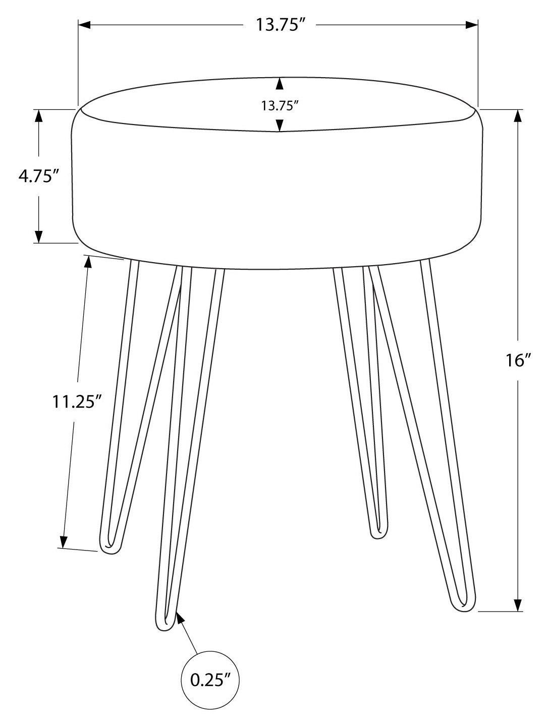 OTTOMAN - PLUM FABRIC / GOLD METAL LEGS # I 9001