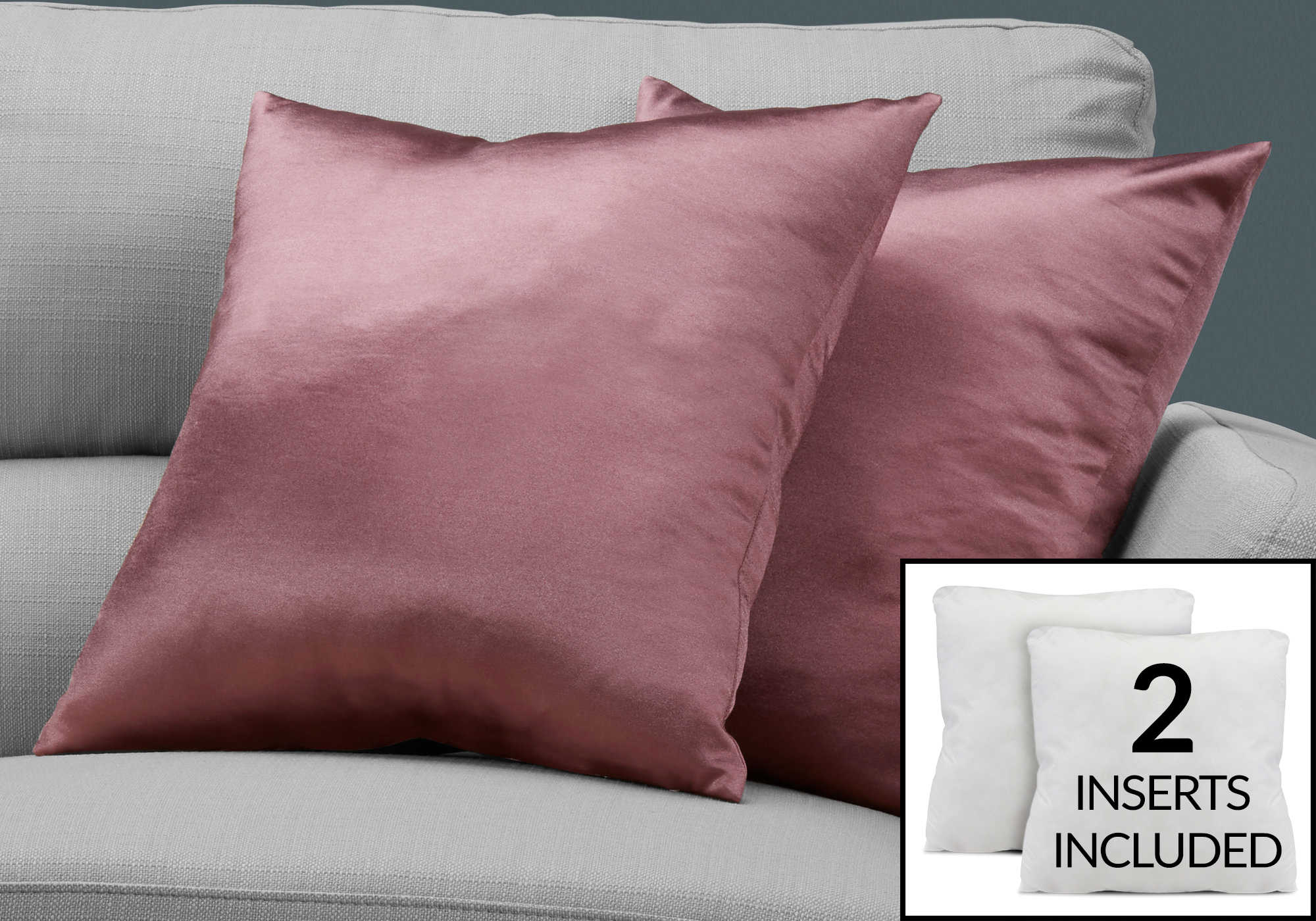 PILLOW - 18"X 18" / PINK SATIN / 2PCS # I 9339