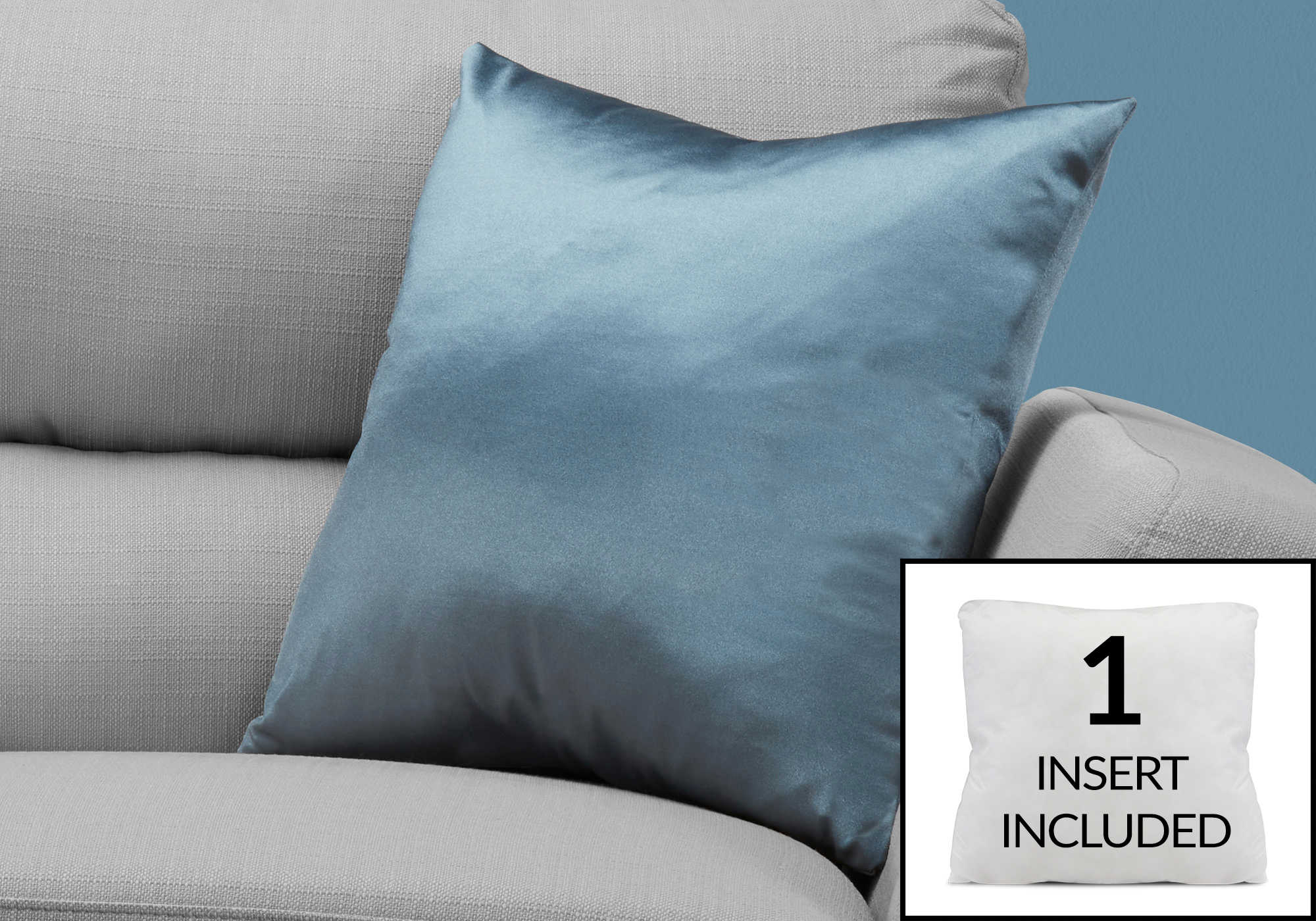 COUSSIN - 18"X 18" / SATIN BLEU PÂLE / 1PC # I 9342