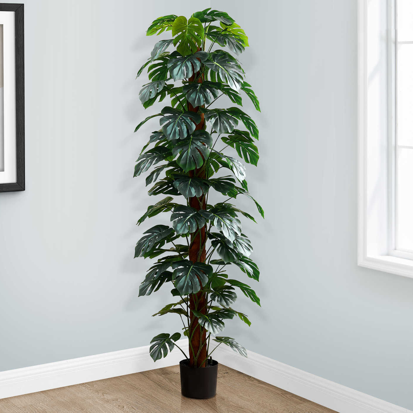PLANTE ARTIFICIELLE – 211 cm H / ARBRE MONSTERA D'INTÉRIEUR / POT DE 20 cm N° I 9521