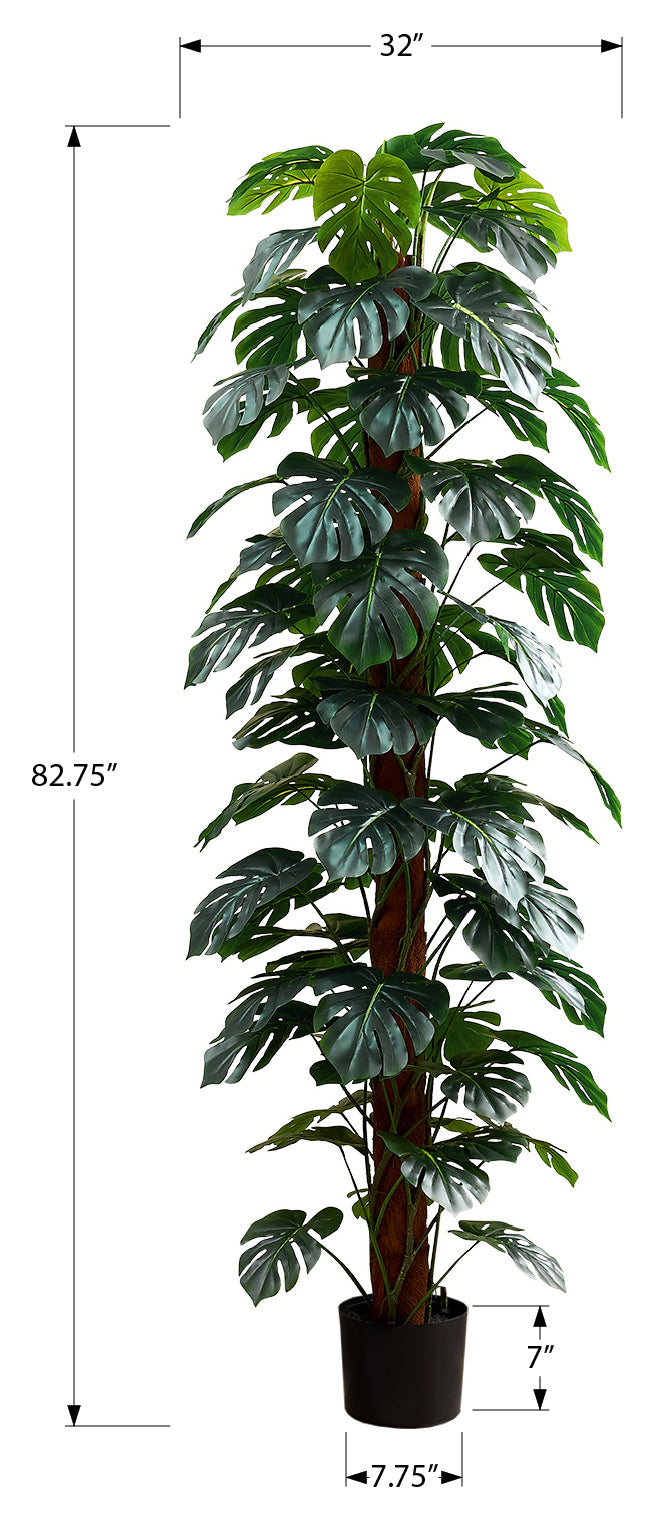 ARTIFICIAL PLANT - 83"H / INDOOR MONSTERA TREE / 8" POT # I 9521