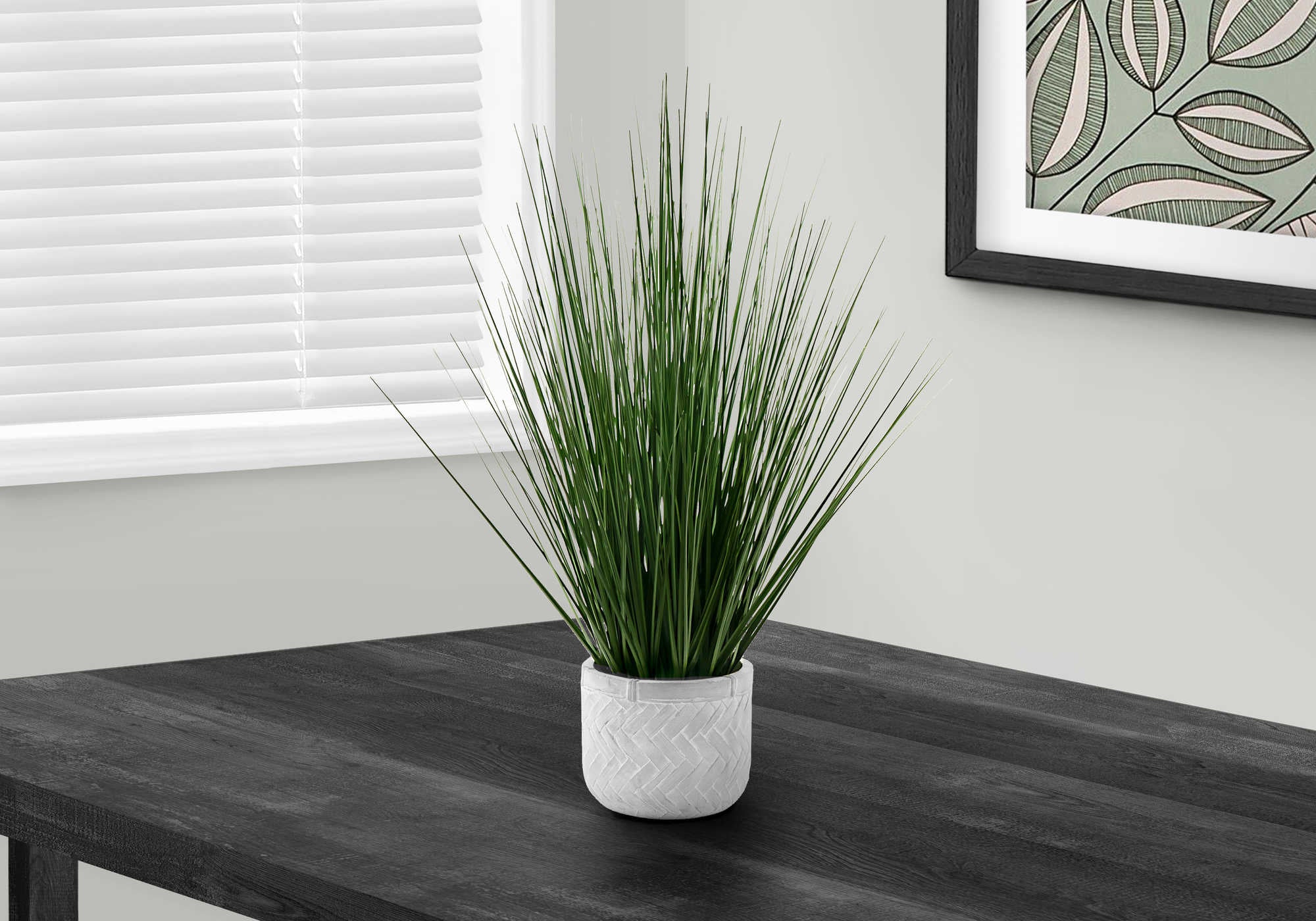 PLANTE ARTIFICIELLE - 21"H / GAZON D'INTÉRIEUR EN POT DE CIMENT DE 4" # I 9574