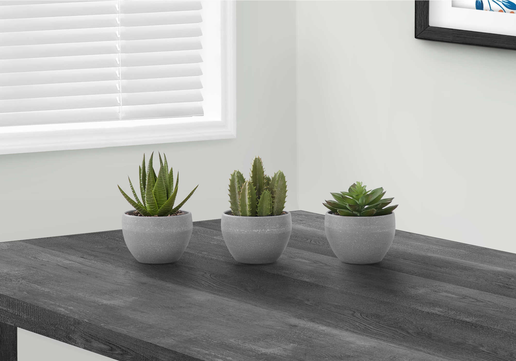 PLANTE ARTIFICIELLE - 3PCS / 6"H SUCCULENTE DANS UN POT GRIS DE 3" # I 9587