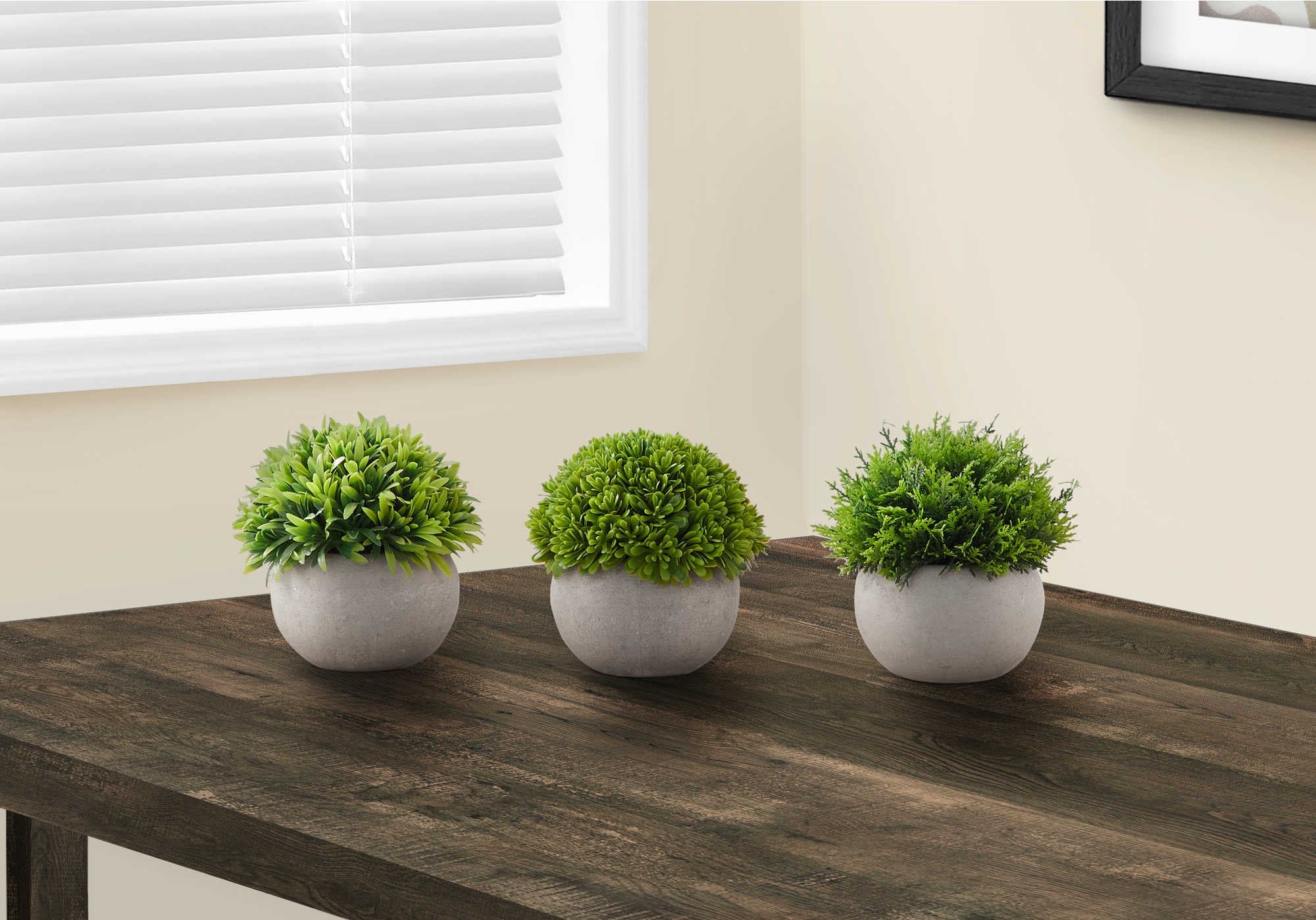 PLANTE ARTIFICIELLE - 3PCS / 5"H HERBE DANS UN POT GRIS DE 3" # I 9589