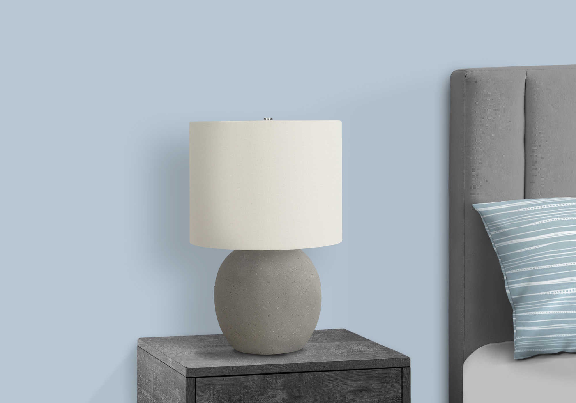 LIGHTING - 20"H TABLE LAMP GREY CONCRETE / IVORY SHADE # I 9626