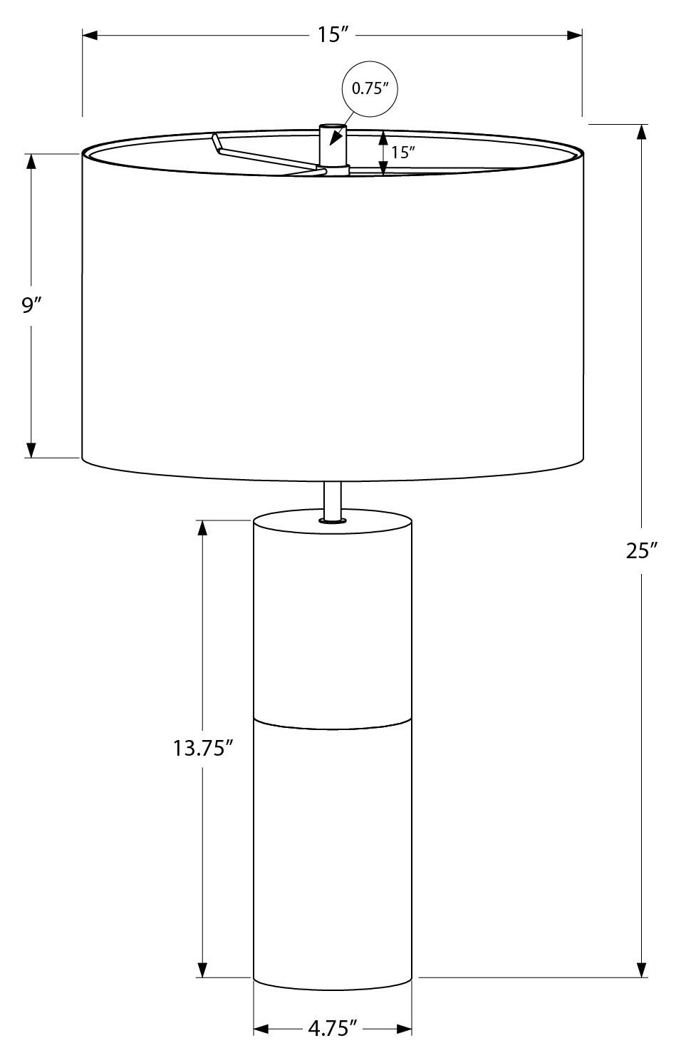 LUMINAIRE - LAMPE DE TABLE 25"H BÉTON NOIR / ABAT-JOUR NOIR # I 9629