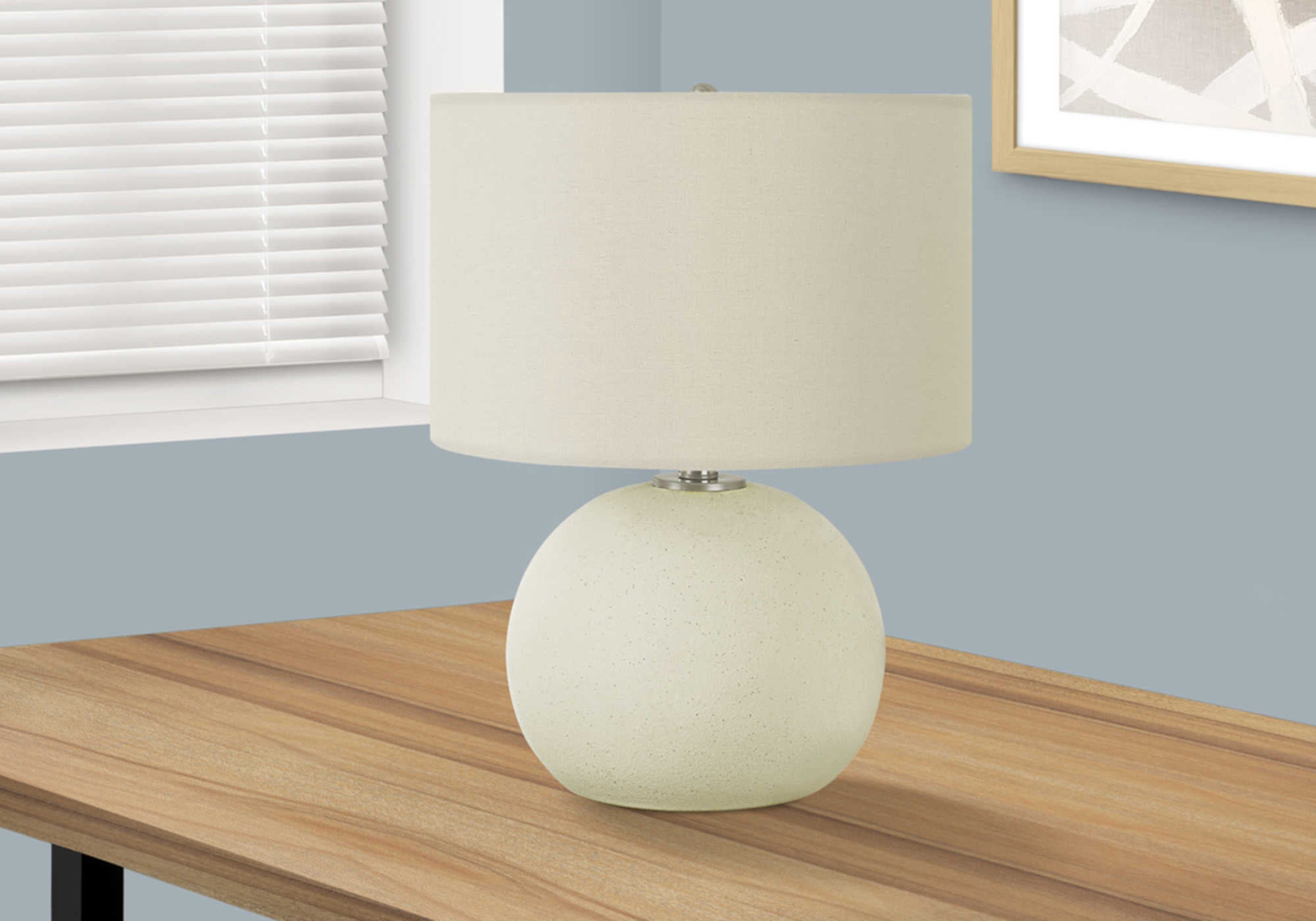 LIGHTING - 18"H TABLE LAMP CREAM CERAMIC / IVORY SHADE # I 9630