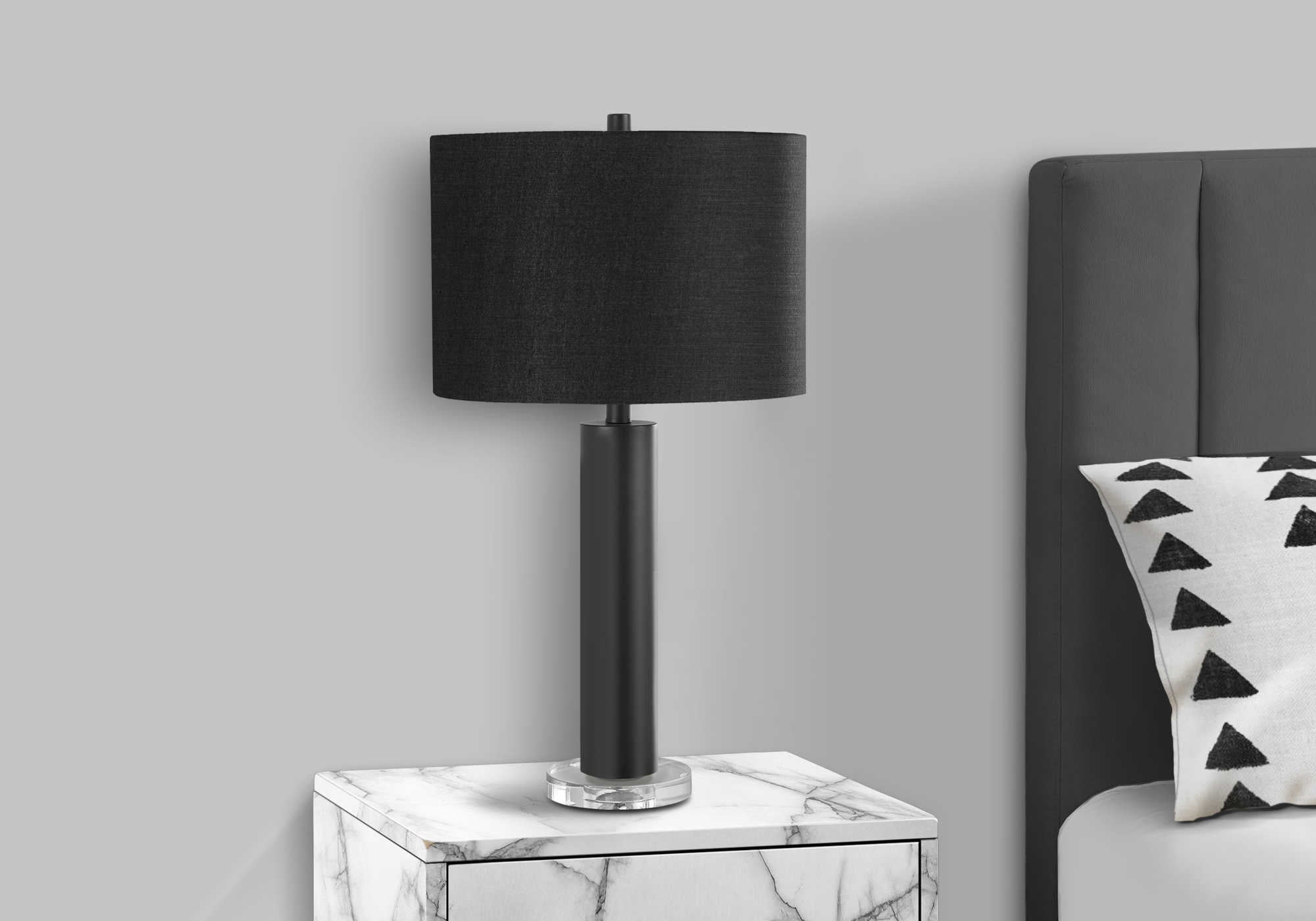 LIGHTING - 28"H TABLE LAMP BLACK METAL / BLACK SHADE # I 9658