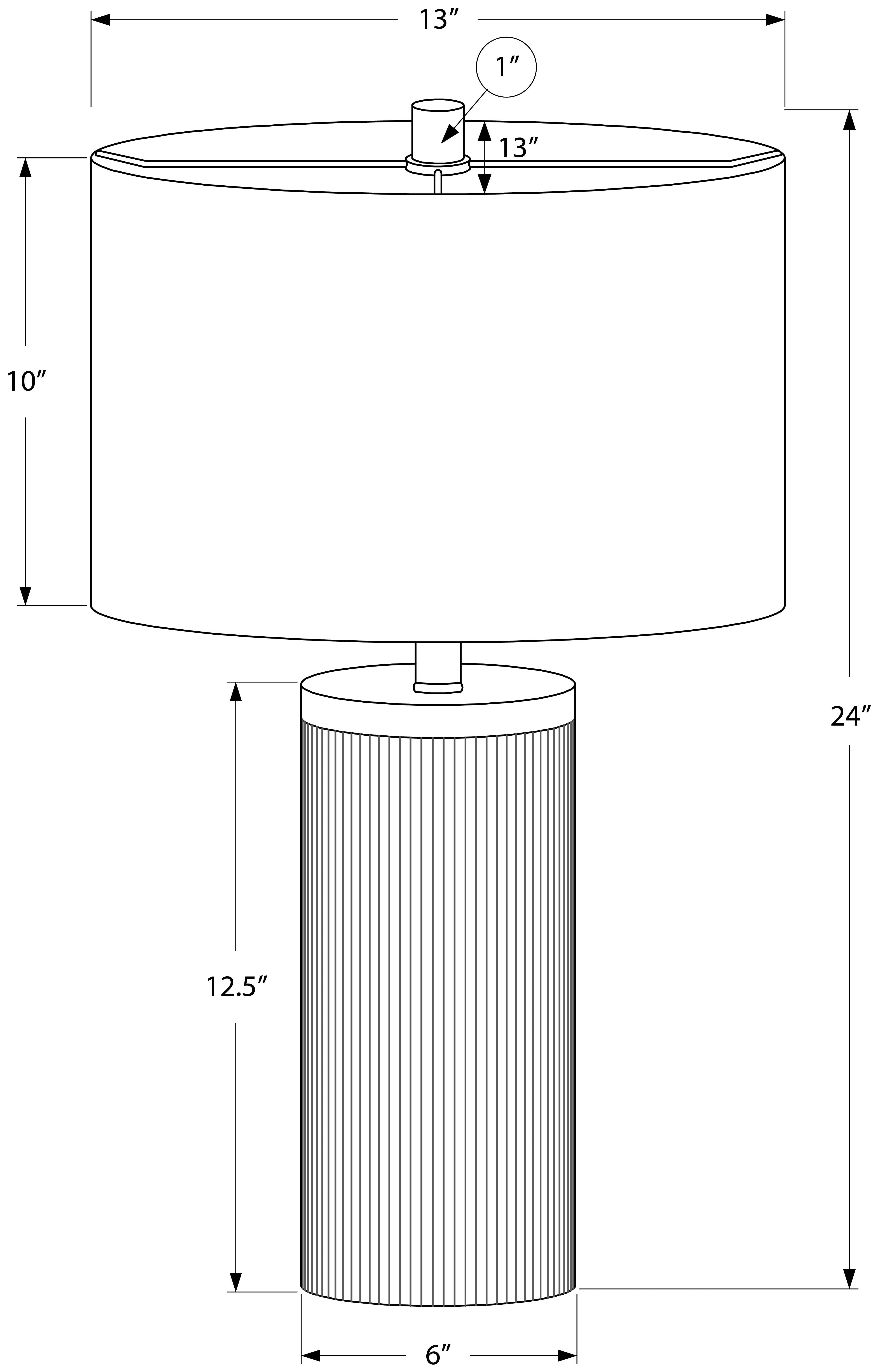 LIGHTING - 24"H TABLE LAMP BLACK CONCRETE / IVORY SHADE # I 9710