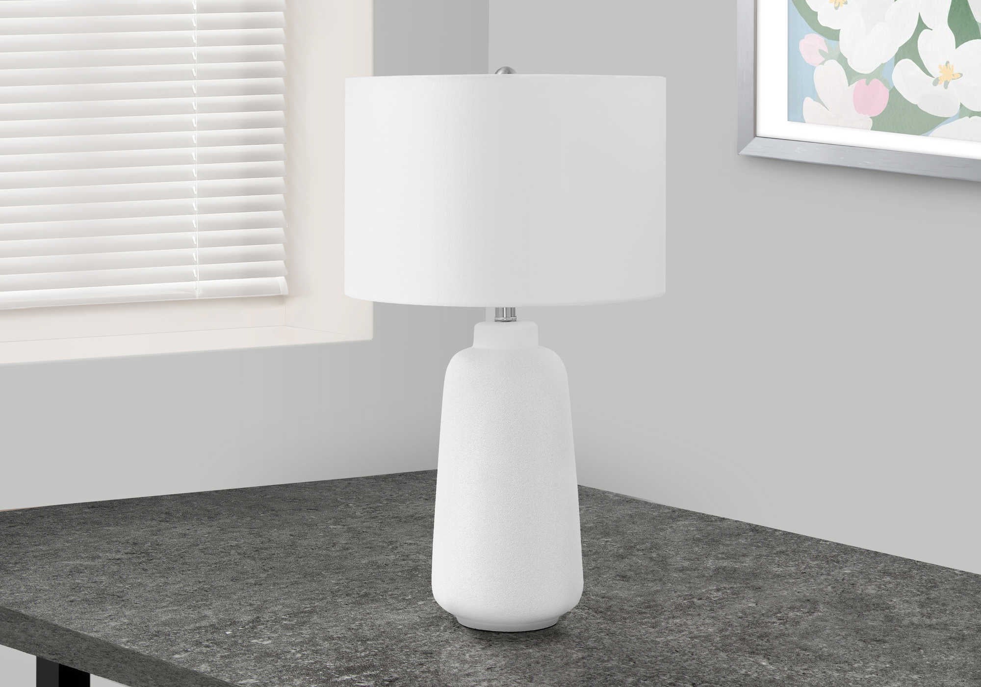 LIGHTING - 26"H TABLE LAMP CREAM CERAMIC / IVORY SHADE # I 9716