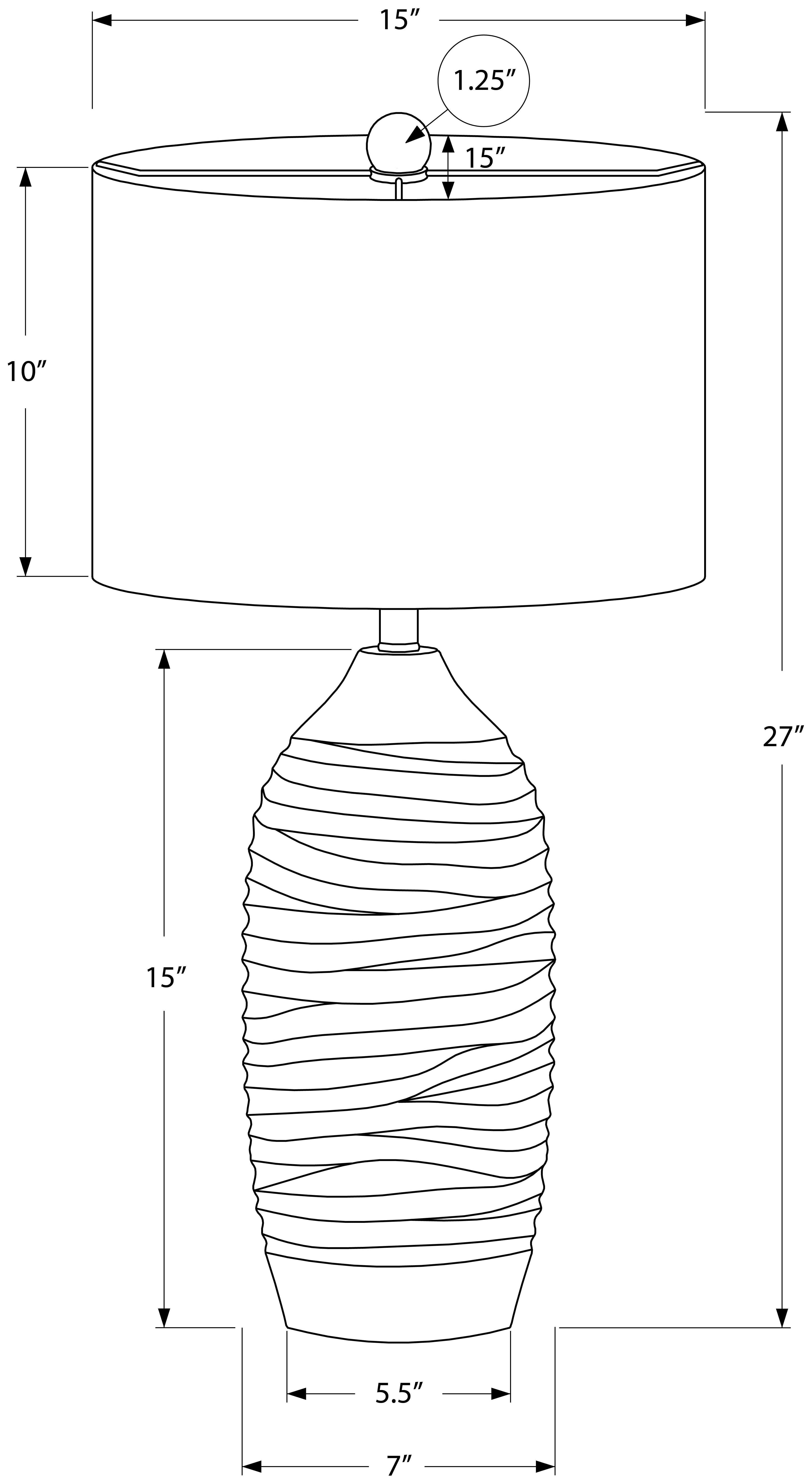 LIGHTING - 27"H TABLE LAMP GREY RESIN / IVORY SHADE # I 9723