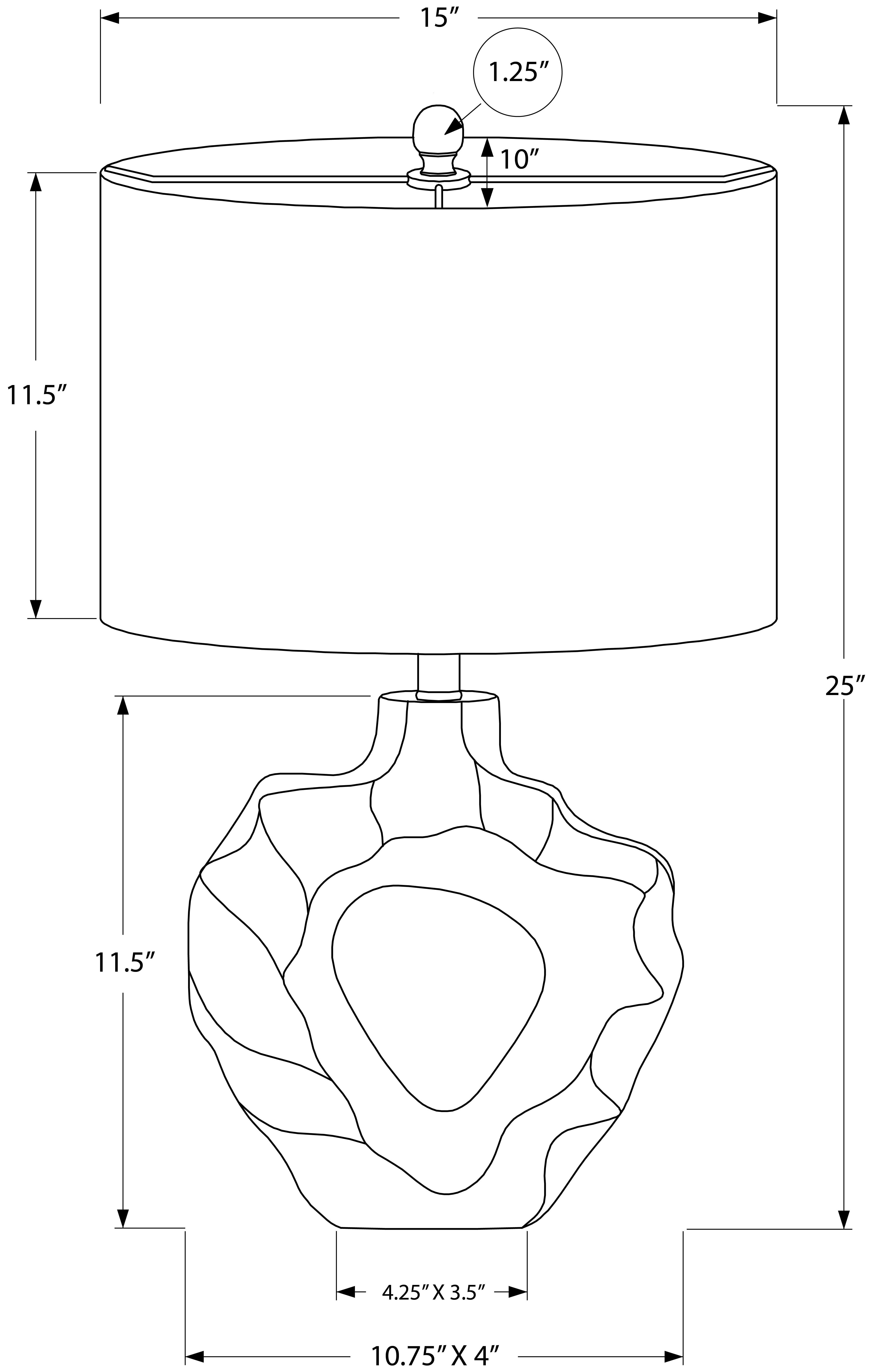 LIGHTING - 25"H TABLE LAMP CREAM RESIN / IVORY SHADE # I 9727