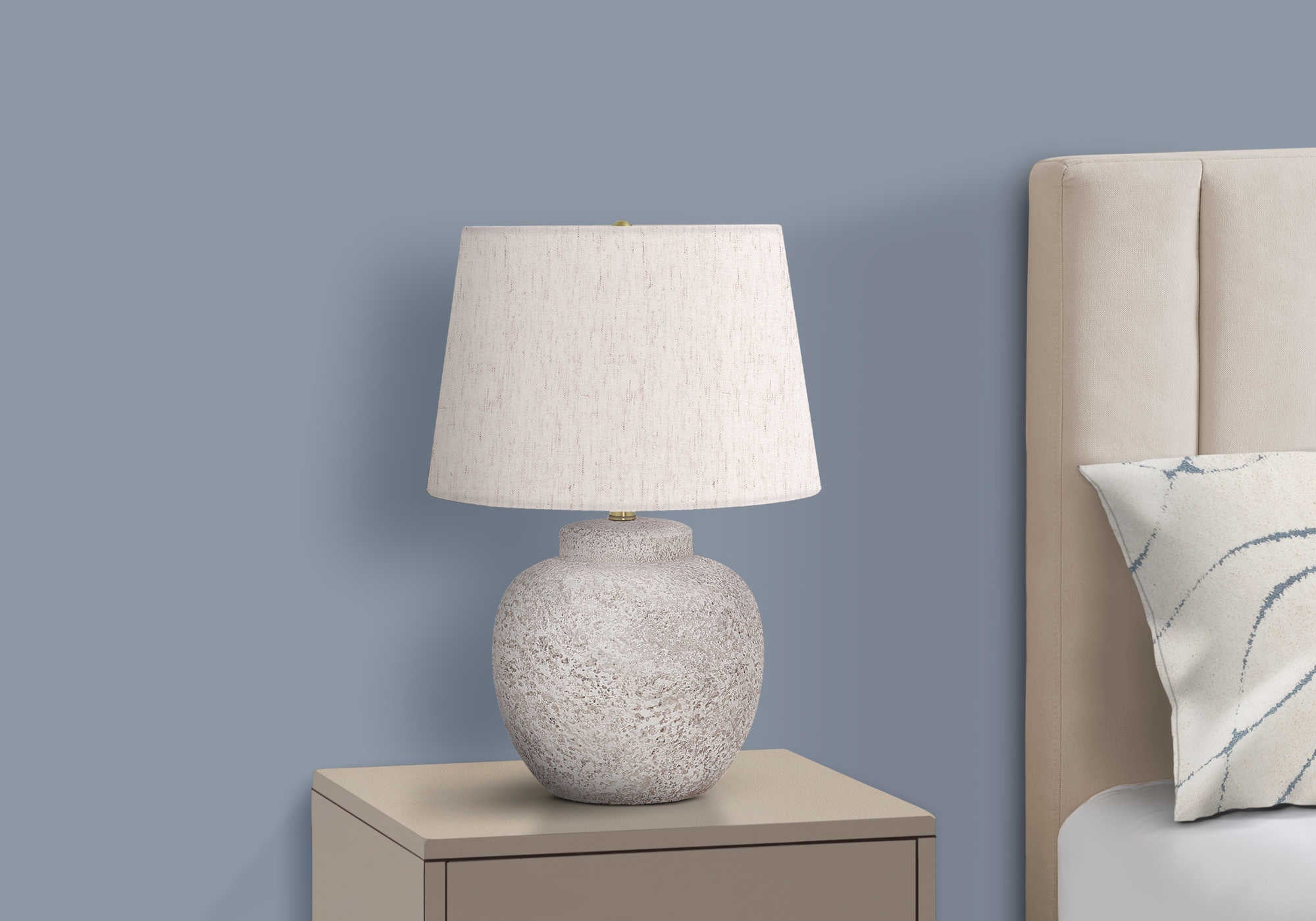 LIGHTING - 22"H TABLE LAMP CREAM CONCRETE / IVORY SHADE # I 9732